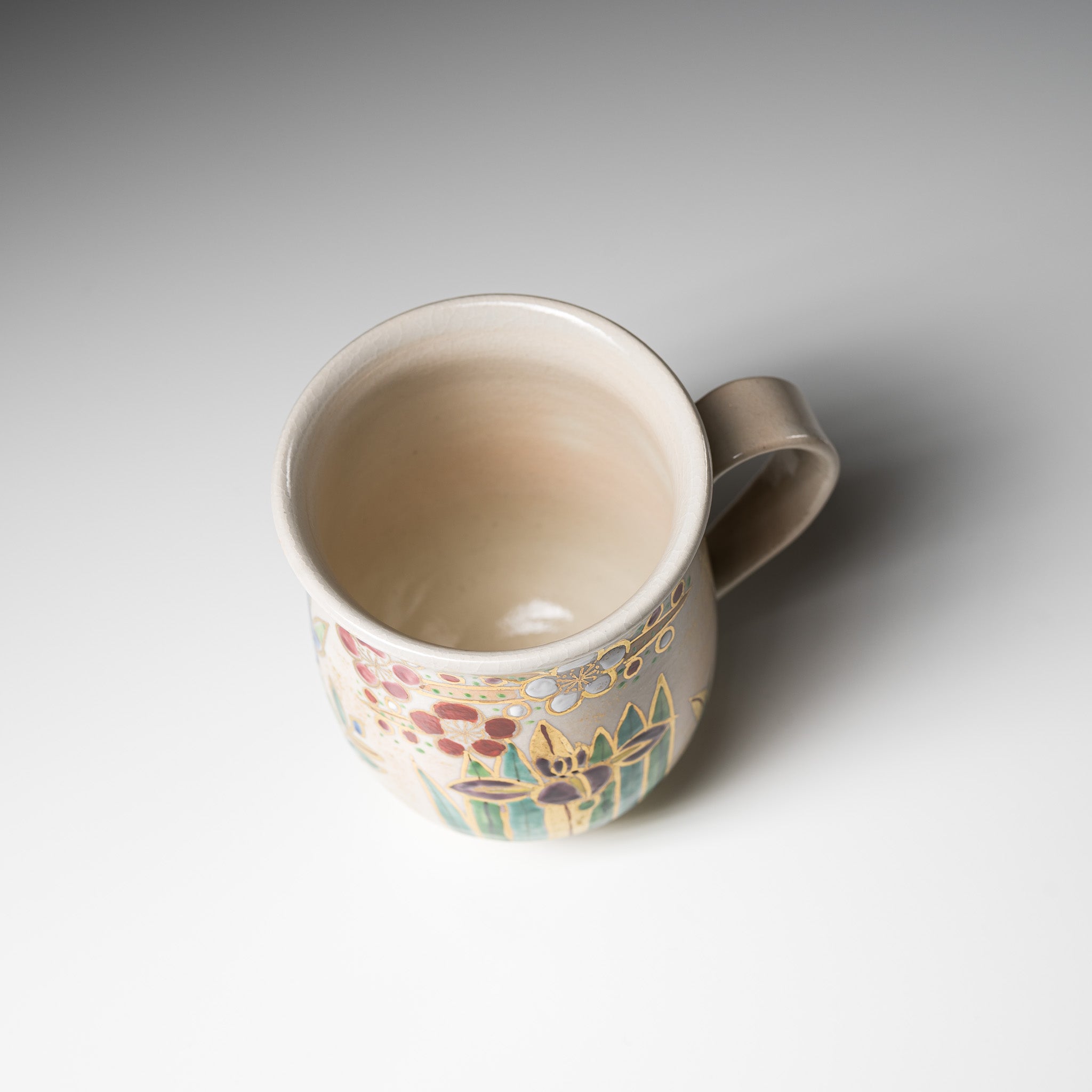 Handmade Kyo Kiyomizu Ware Kinsai Flower Mug Cup - Authentic Japanese Ceramic Tea Cup for Matcha, Coffee & Home Decor