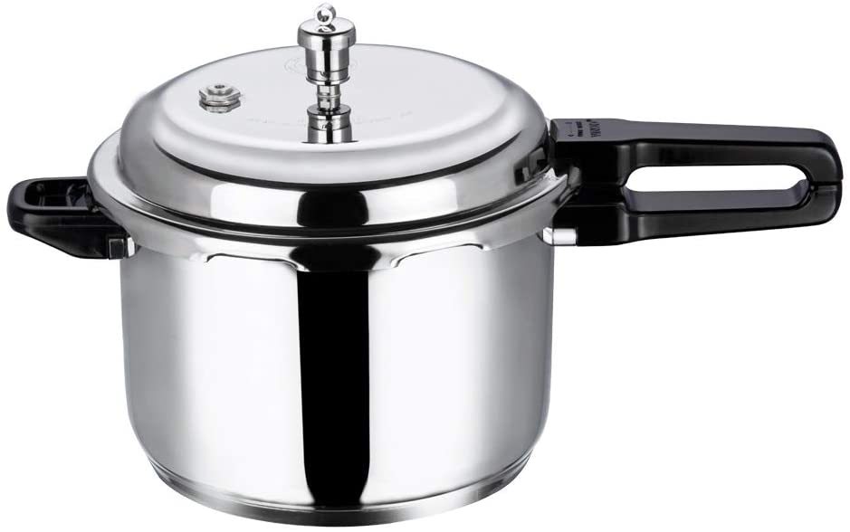 Vinod 7 Liter Stainless Steel Sandwich Bottom Pressure Cooker - Fast & Safe Cooking for Indian, Asian & American Cuisine - Perfect for Home Kitchens & Restaurants