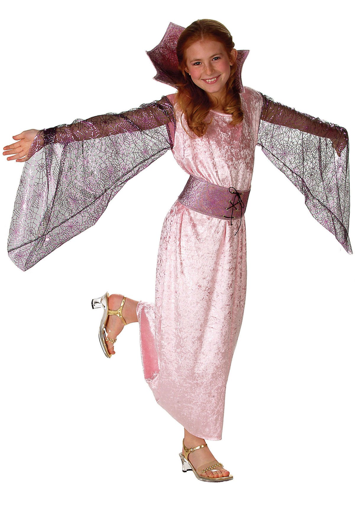 Victorian Pink Spider Costume for Women - Elegant Gothic Halloween Dress with Lace Details | Perfect for Cosplay, Halloween Parties, and Themed Events