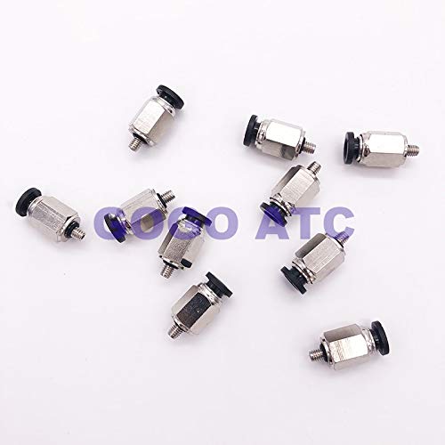 Mini Quick-Connect Gas Pipe Straight Fitting PC4/6 - M3 M4 M5 M6 Pneumatic Air Hose Connector - (PC4, M4 Size) - Ideal for Air Compressors, Pneumatic Tools & DIY Projects