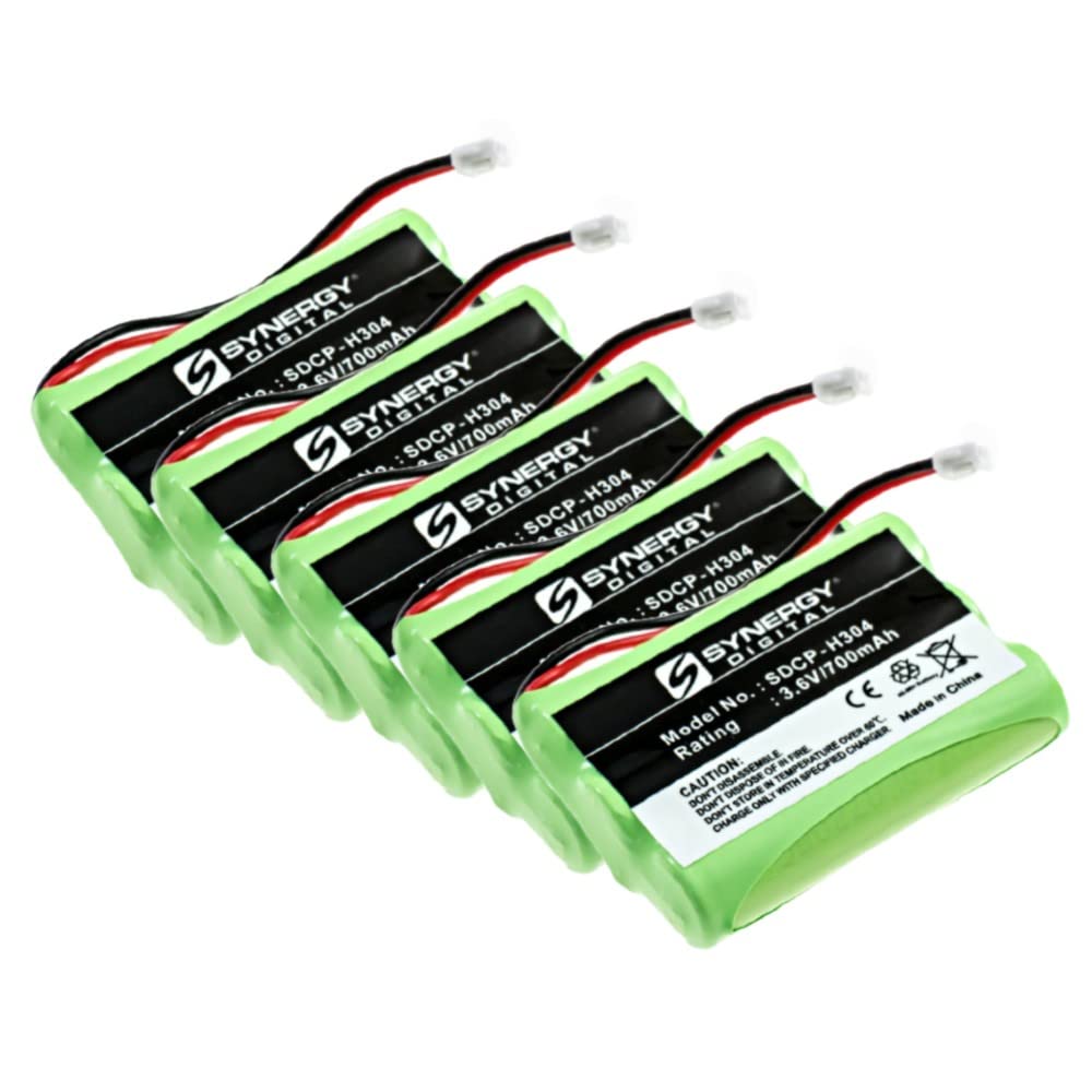 Synergy Digital Cordless Phone Batteries - 5 Pack SDCP-H304 Replacement Batteries for Ooma Telo Handset | Long Lasting Power for Home & Office Cordless Phones