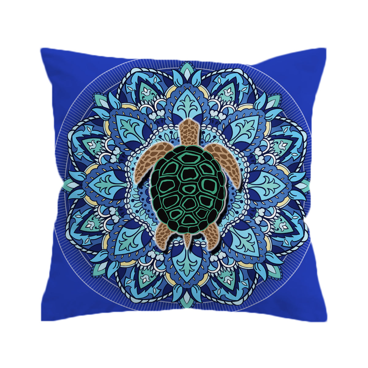 Blue Mandala Turtle Quilt Set - King Size Bedding with Matching Pillow Shams - Boho Chic Home Decor for Bedroom & Guest Room - Perfect for Cozy Nights and Meditation Spaces