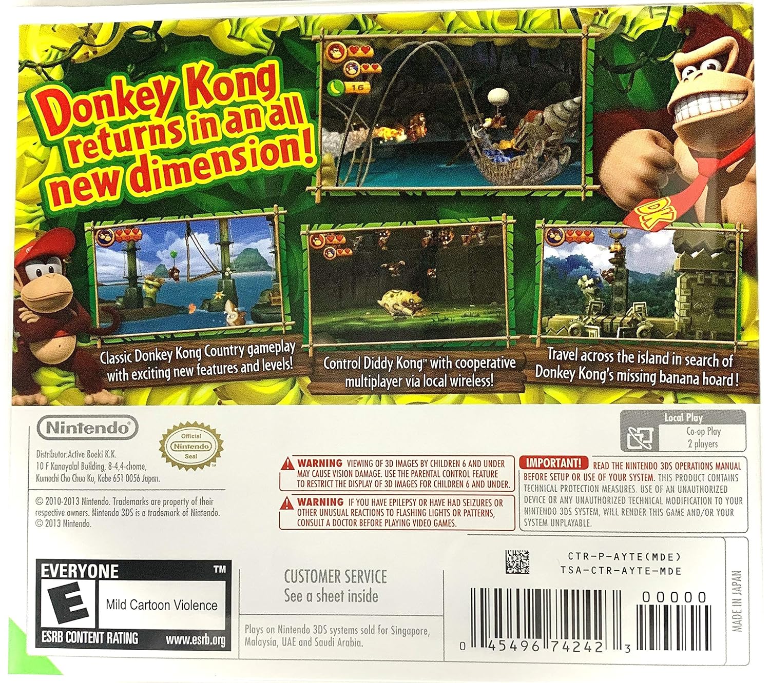 Donkey Kong Country Returns 3D - Nintendo 3DS Game [Asia Version] | Action-Adventure Platformer for Kids & Adults | Perfect for Travel & Family Game Nights