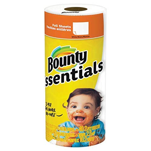 Bounty Essentials 2-Ply Paper Towels, 30 Rolls (11x10.25 Inches) - Super Absorbent White Kitchen Towels for Cleaning, Spills & Household Use