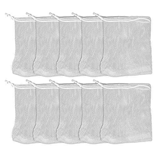 10Pcs Soap Bubble Mesh Bags - Portable Foaming Net with Drawstring, Soap Saver Pouch for Hand Soaps & Facial Cleansing | Shower Washing Bag for Bath, Travel & Daily Skincare Routine