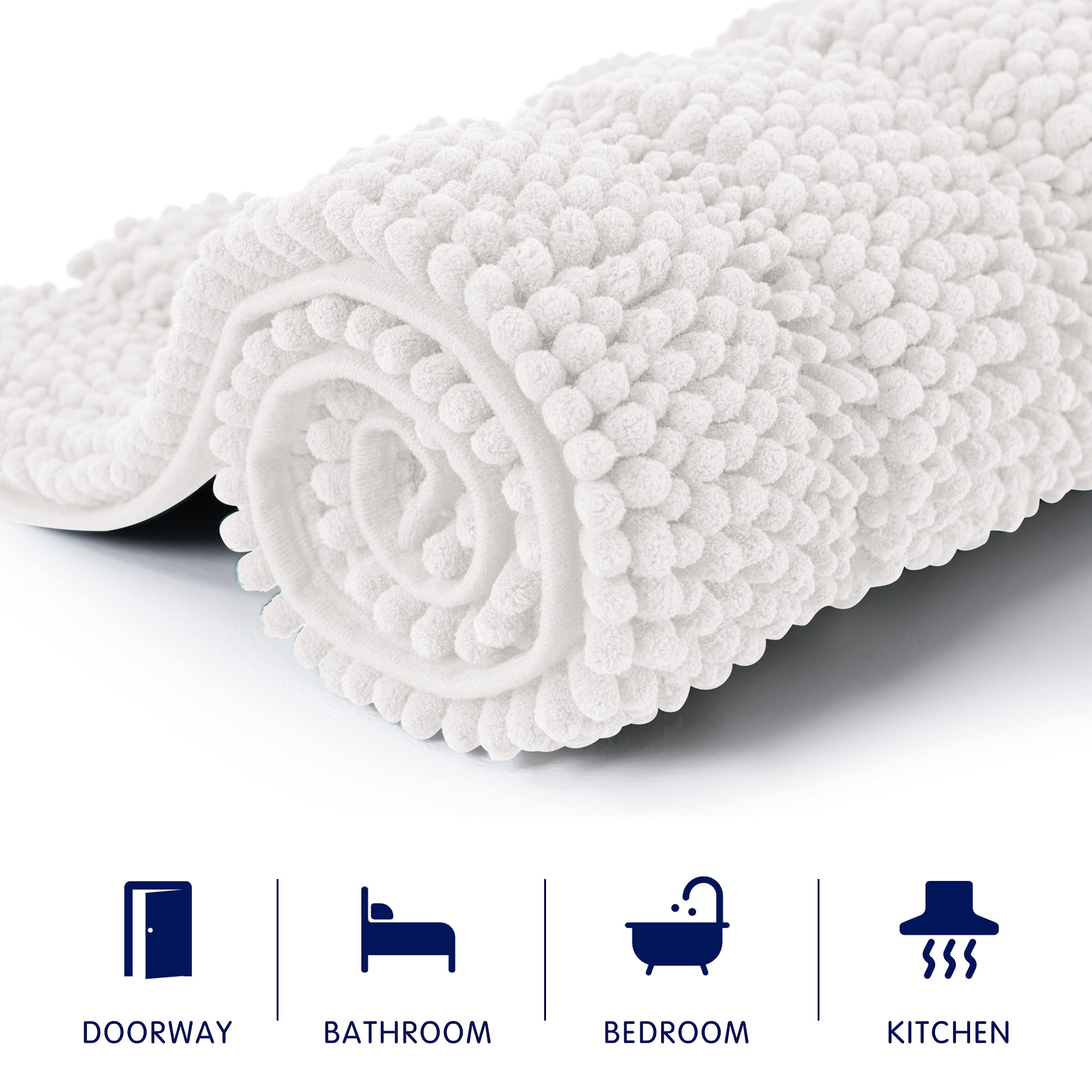 Subrtex Soft Striped Plush Bathroom Rug - Super Absorbent Quick Drying Machine Washable Bath Mat (18