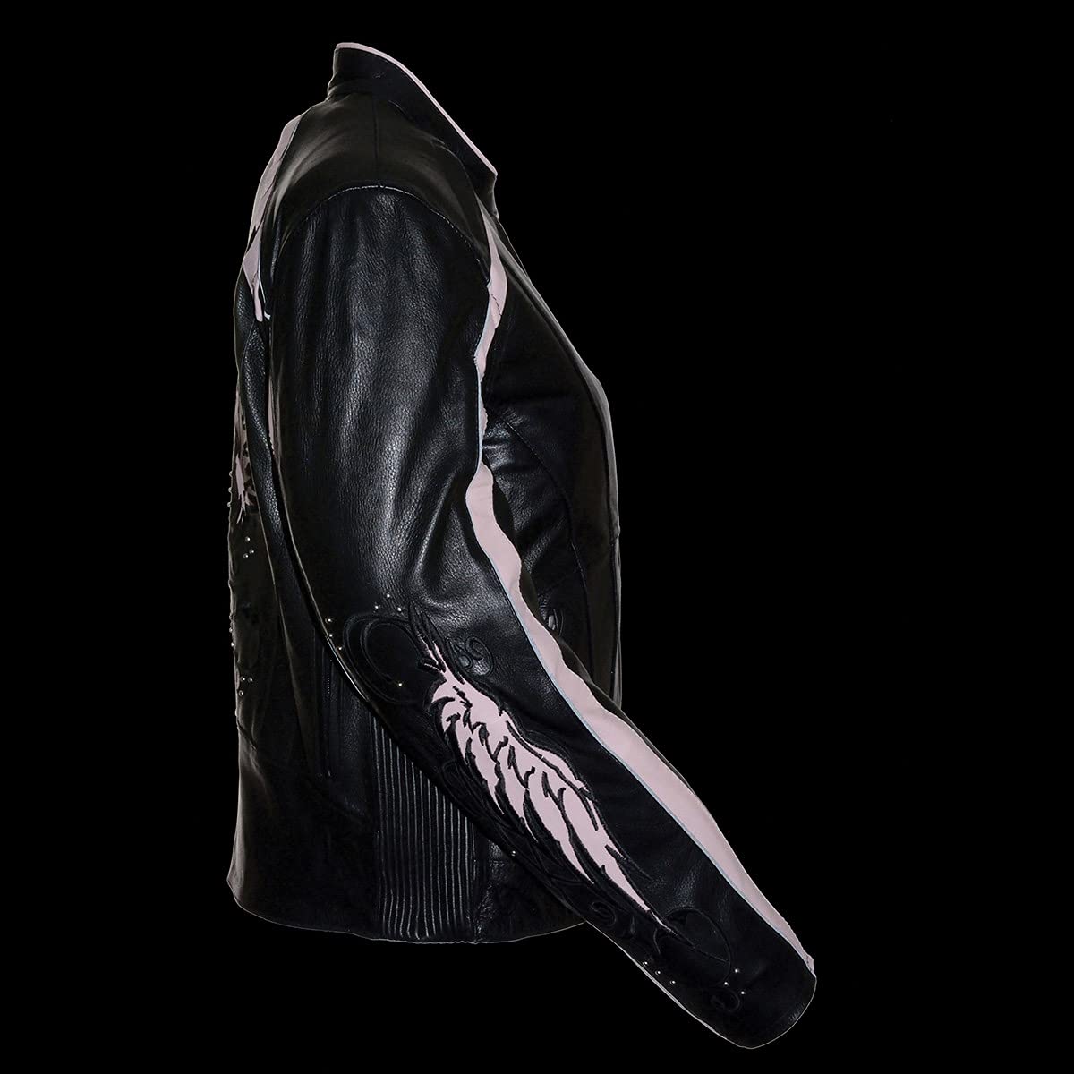 Milwaukee Leather ML1952 Women's Black Embroidered Wing & Stud Design Leather Scooter Jacket | Motorcycle Riding, Biker Fashion, Casual Outerwear