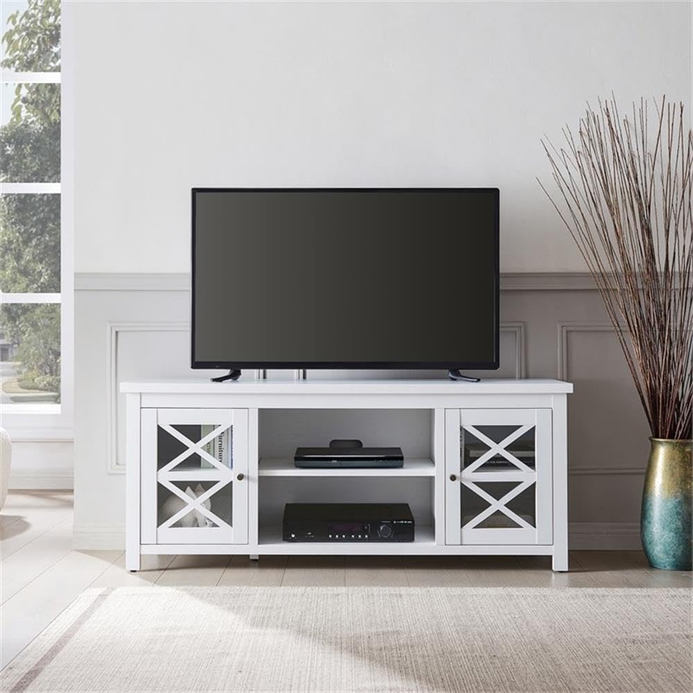 Henn&Hart 65 Inch White Rectangular TV Stand - Modern Entertainment Center for Living Room, Perfect for TVs up to 65