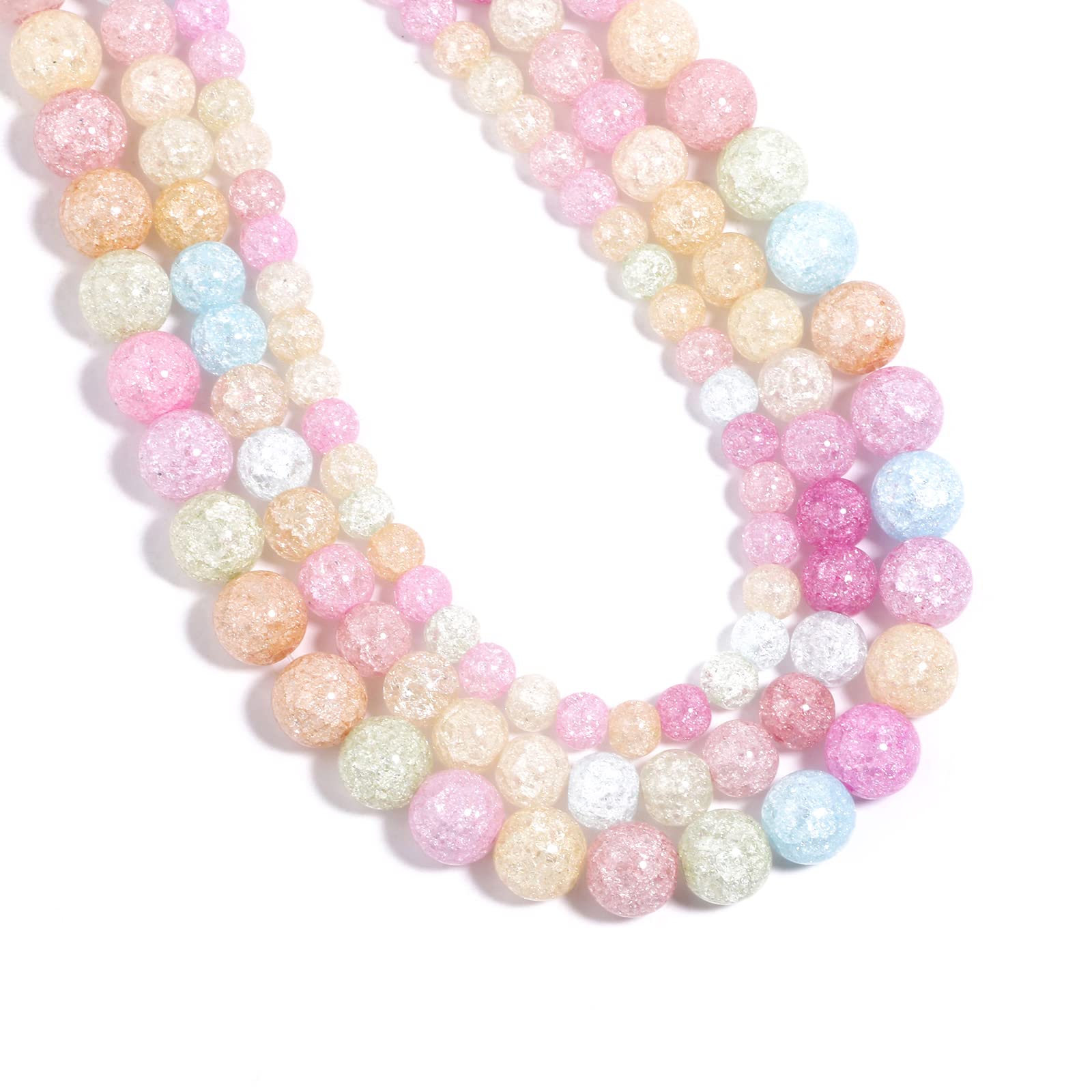 60pcs 6mm Multicolor Crackle Glass Round Beads - DIY Jewelry Making Supplies, Handcrafted Crystal Beads for Bracelets, Necklaces & Earrings - Perfect for Crafting, Gifts & Fashion Accessories