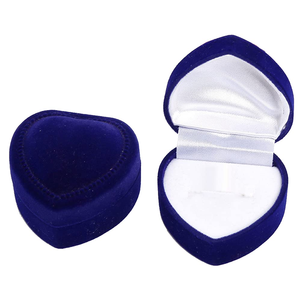 2 Pack Heart Shaped Jewelry Box - Velvet Ring Display Case & Earring Gift Box for Engagement, Wedding, Valentine's Day - Perfect for Proposals, Anniversary Gifts & Bridal Accessories (Royal Blue)