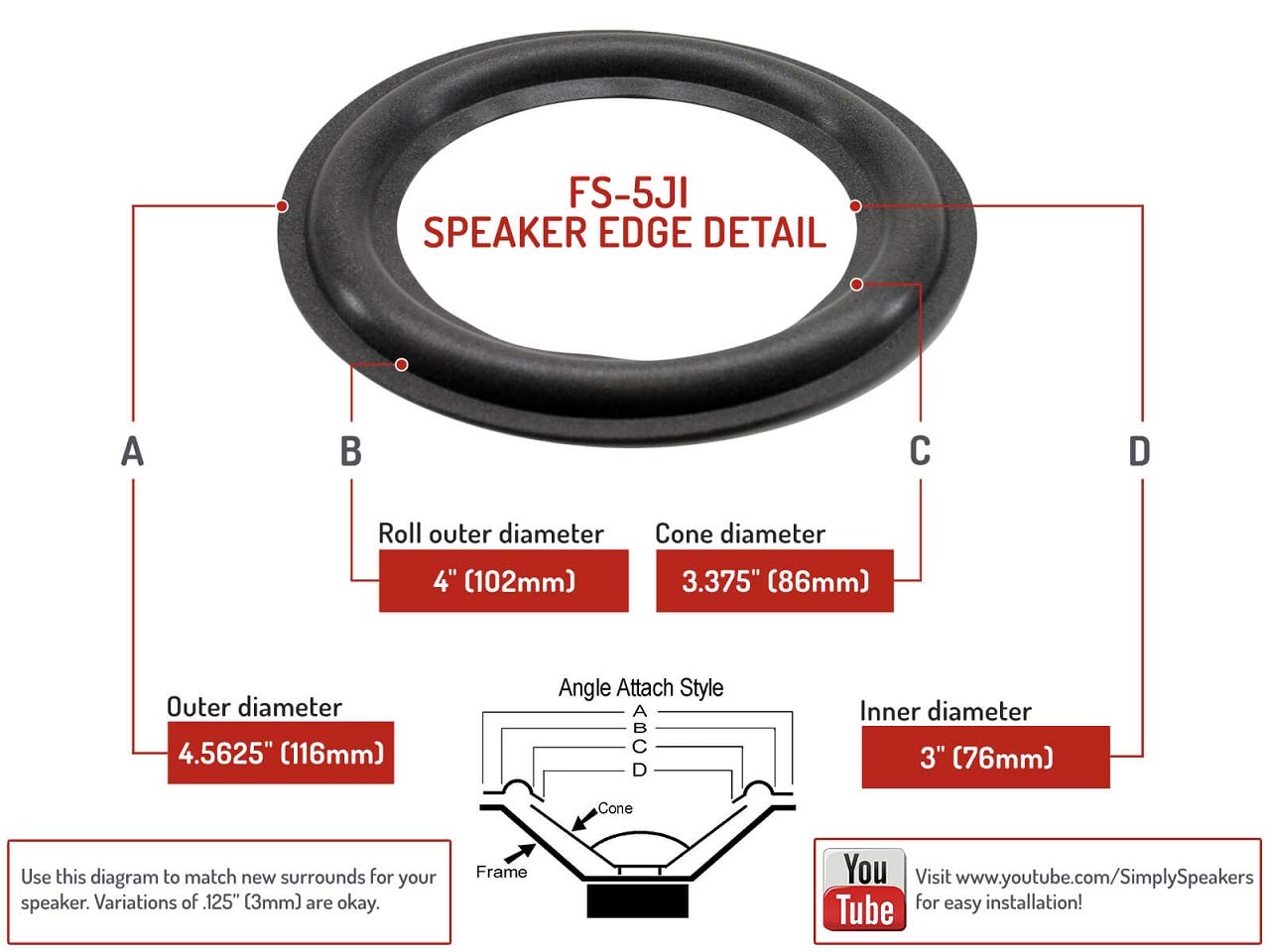 Infinity Complete System Speaker Repair Kit FSK-8.2x5Ji.2 - High-Quality Audio Restoration for Home Theater and Car Audio Systems