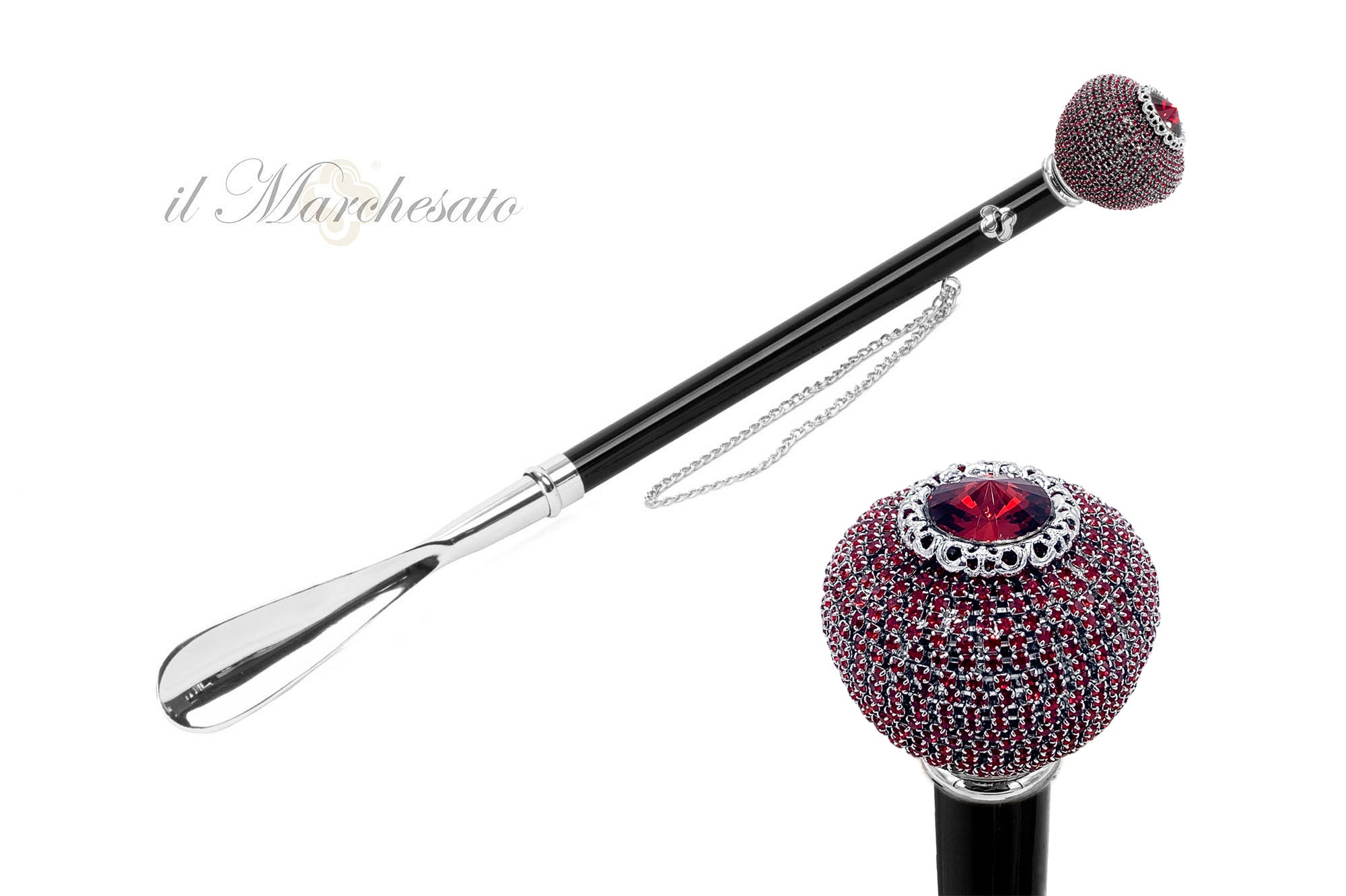 Elegant Red Crystal Shoehorn - Fashionable & Durable Shoe Insert for Men & Women - Perfect for Dress Shoes, Boots & High Heels