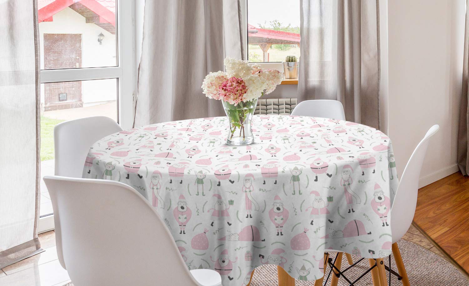 Ambesonne Christmas Round Tablecloth 60