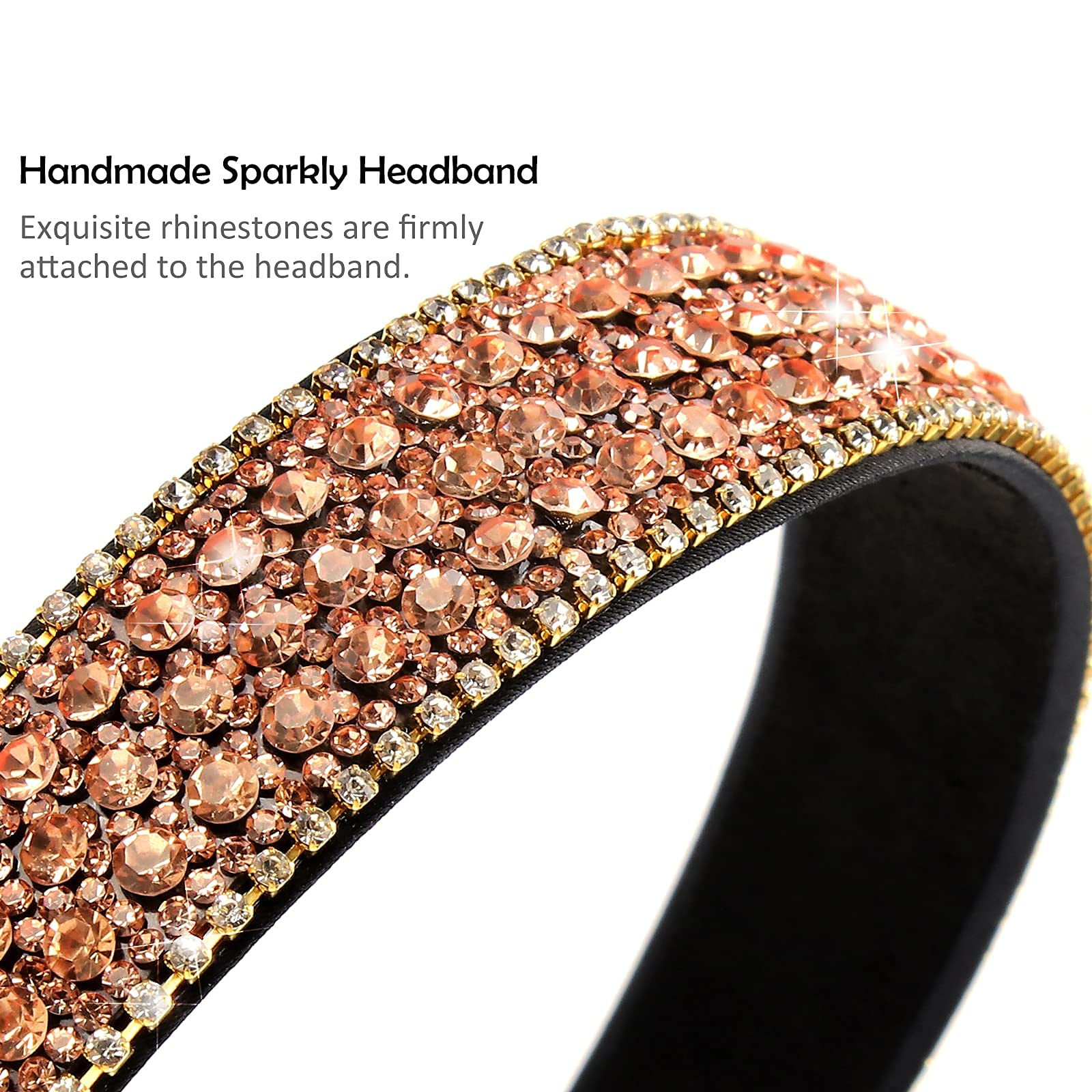 Wecoe 4 Pack Rhinestone Headbands for Women & Girls - Sparkly Diamond Flower Hair Accessories Set in Pink, Coffee, Silver & Rainbow | Perfect for Homecoming, Birthday Gifts, Weddings & Special Occasions