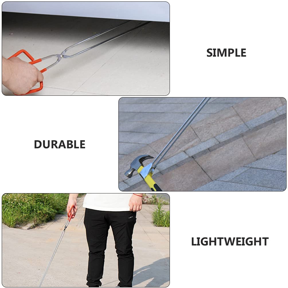 1pc Stainless Steel Trash Tongs - Heavy Duty Garbage Picker Tool with Non-Slip Handle for Outdoor Cleaning, Yard Waste, Pet Waste & Recycling (Perfect for Park, Beach, Home & Camping Use)