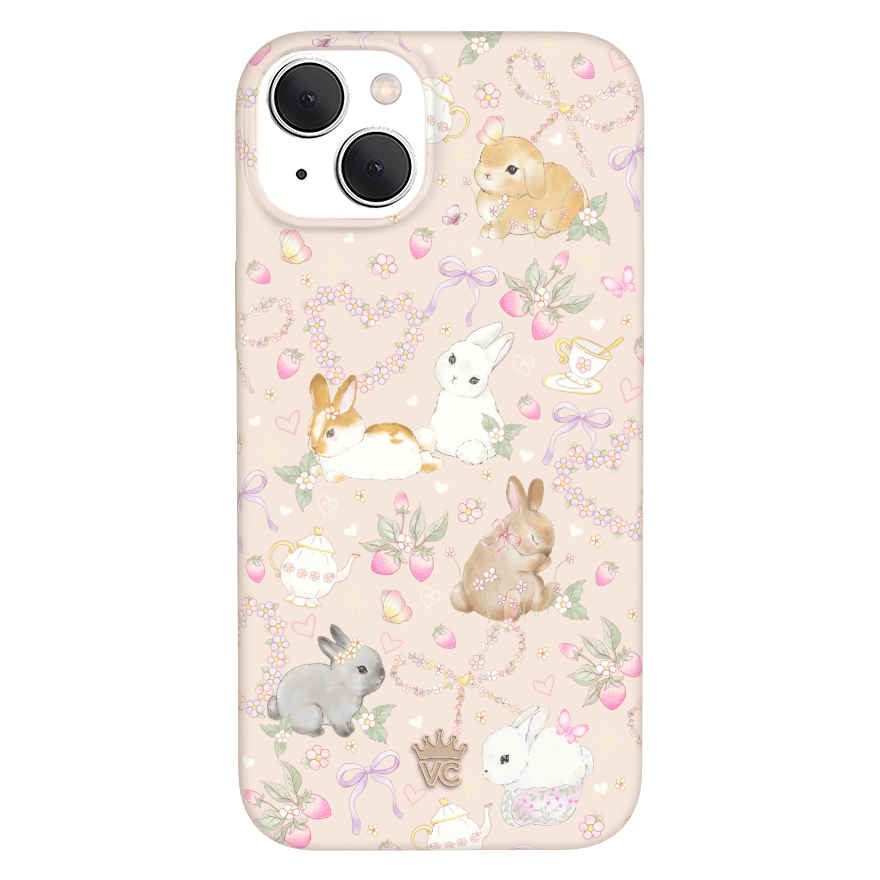 Cute Bunny & Bow iPhone Case - Adorable Animal Design Protective Cover for iPhone 13/12/11/X - Perfect Gift for Girls, Teens & Bunny Lovers (Home, School, Travel)