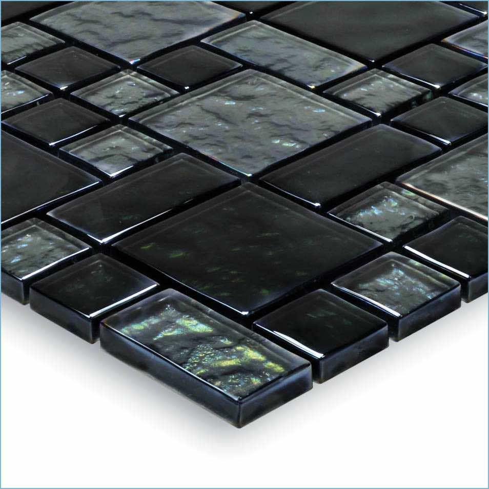 Iridescent Clear Glass Pool Tiles - Dark Blend Mixed Mosaic for Swimming Pools, Spas & Backyard Landscaping
