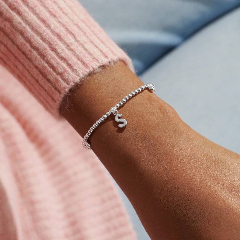 Joma Jewellery Alphabet 'S' Bracelet - Sterling Silver Letter Charm Bracelet for Women & Girls - Perfect for Gifts, Birthdays & Everyday Wear