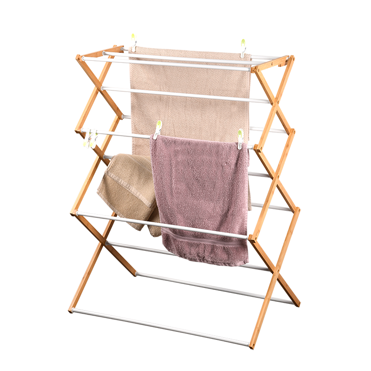 Foldable Bamboo Laundry Drying Rack - Space Saving Clothes Airer for Indoor & Outdoor Use - Perfect for Apartments, Camping, and Small Spaces