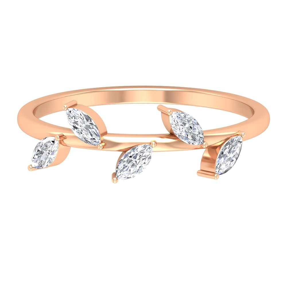 1/2 CT Marquise Cut Diamond Leaf Promise Ring for Women - 14K Solid Gold Minimalist Branch Ring - Perfect for Anniversaries, Engagements & Special Occasions