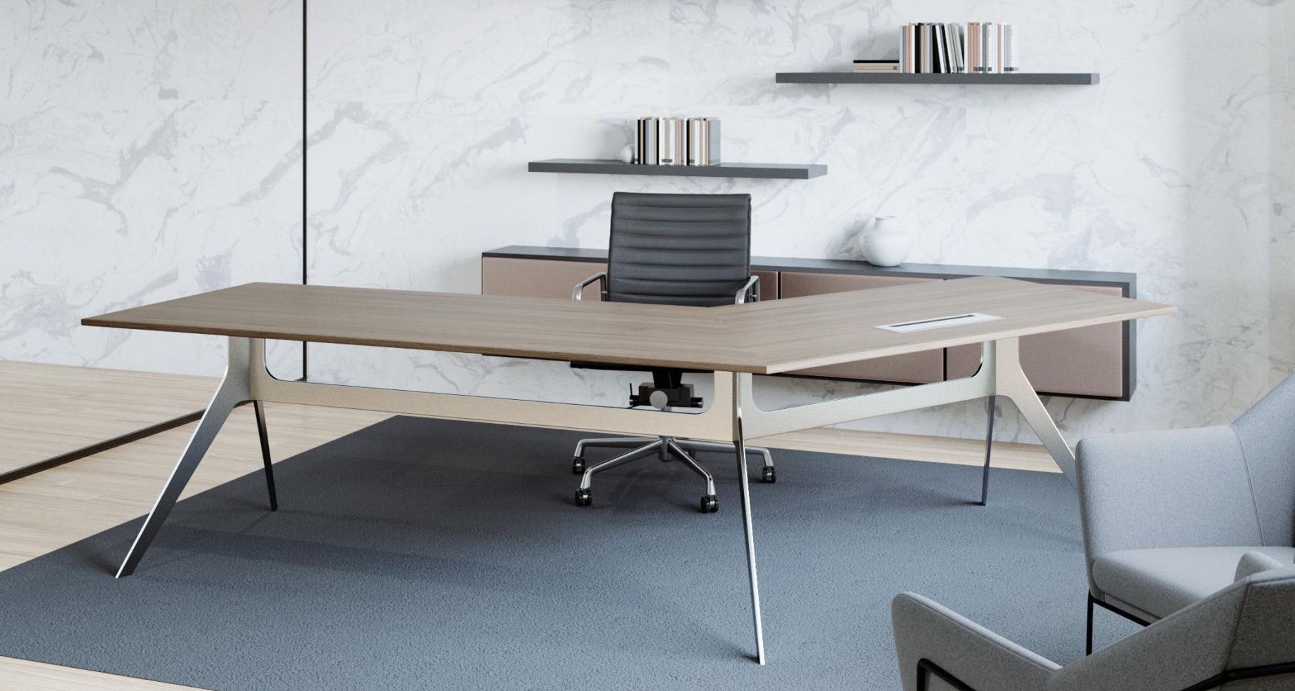 Ergonomic 120° Executive Desk - Adjustable L-Shaped Office Desk for Home & Business - Perfect for Small Spaces, Corner Workstations & Modern Offices