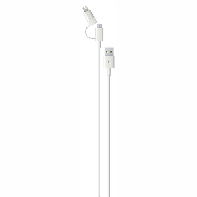 2 in 1 Lightning & Micro USB Charging Cable for iPhone 5/5s/5c/6/6 Plus & Android Phones - Fast Charging Cord for Home, Office, Car & Travel