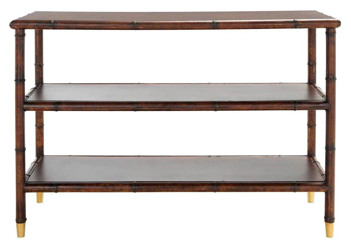 Modern Bamboo 2-Tier Console Table - Entryway Sofa Table for Hallway, Living Room & Bedroom Decor