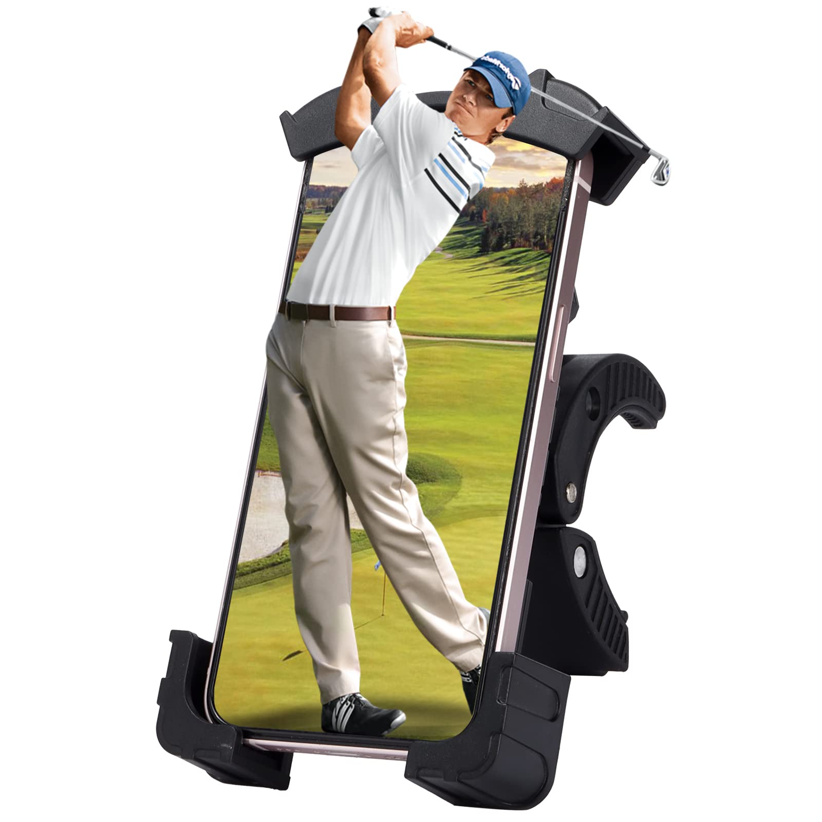 Premium Adjustable Golf Cart Phone Holder - Secure & Durable Golf Accessories for iPhone & Android - Perfect for Golfing, Driving & Outdoor Activities