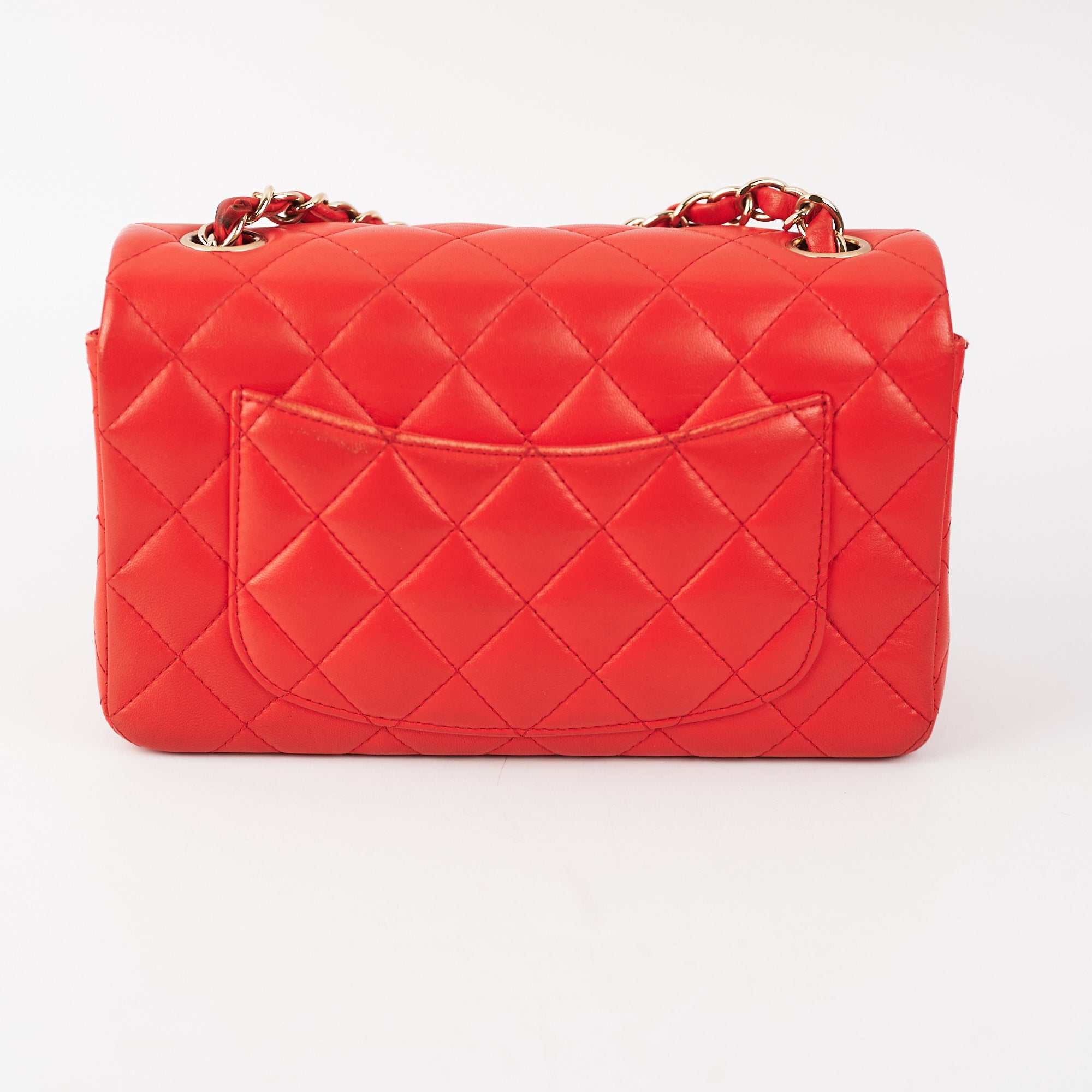 Chanel Quilted Mini Rectangular Flap Bag in Red with Orange Undertone - Luxury Crossbody Purse for Women, Perfect for Date Night & Evening Events