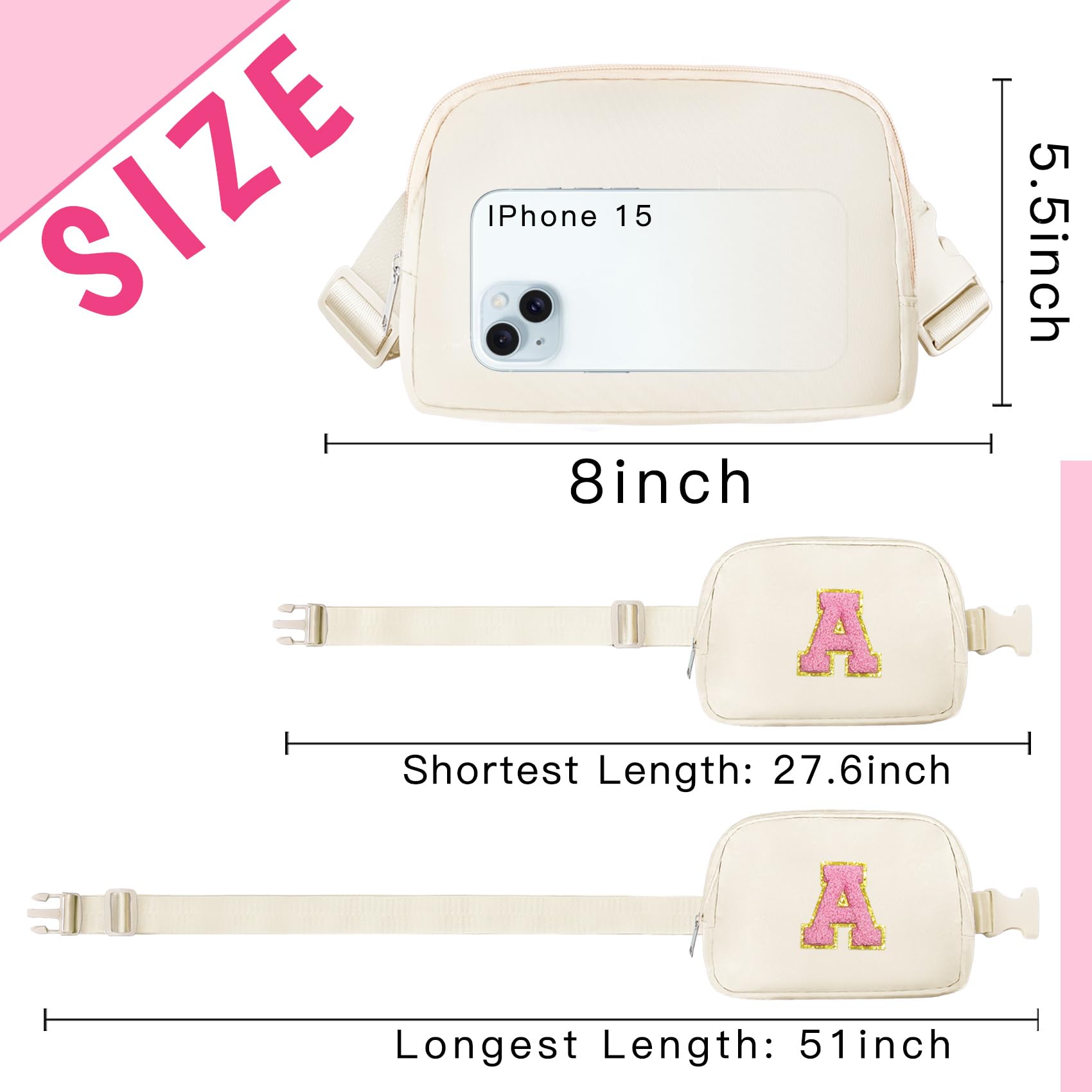 Janhavi Initial Crossbody Fanny Pack for Women & Girls - Cute Mini Waist Bag with Personalized Letter - Perfect Birthday Gift, Travel Essentials Must-Have for Mom, Sister & Friends (Cream) | Ideal for Daily Commute, Shopping, Concerts & Vacation Accessories