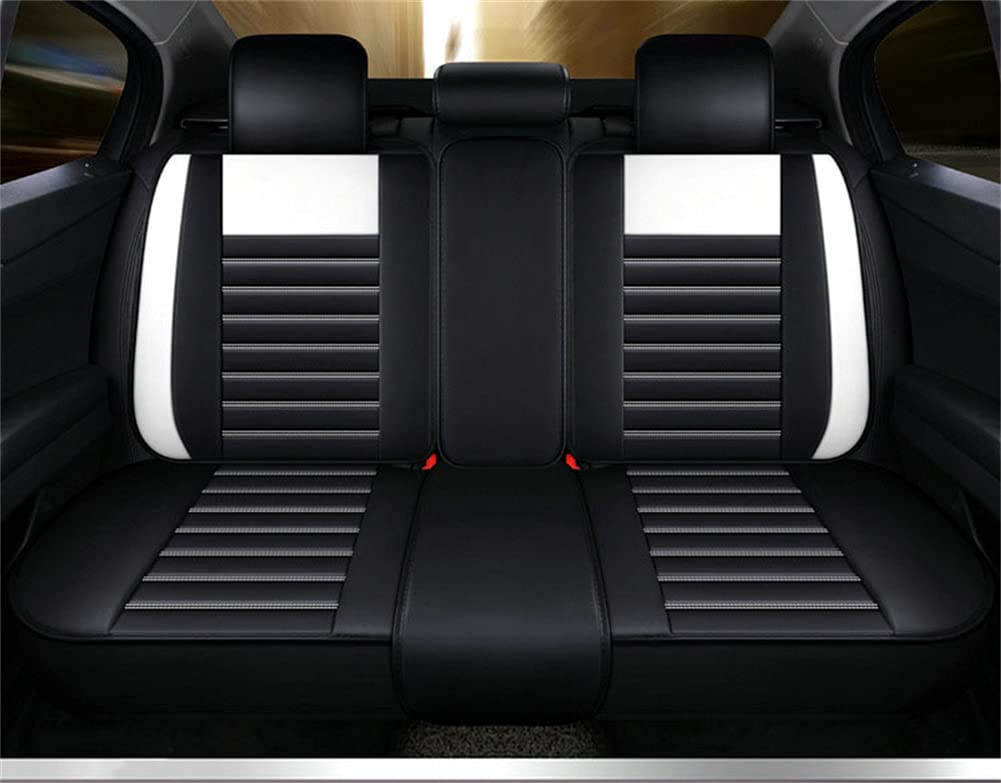 Premium Leather Car Seat Covers for Jeep Wrangler JK Sahara Sport (2004-2019) - Waterproof & Durable Seat Protectors with Airbag Compatibility (Black/White) - Perfect for Off-Road Adventures & Daily Commutes