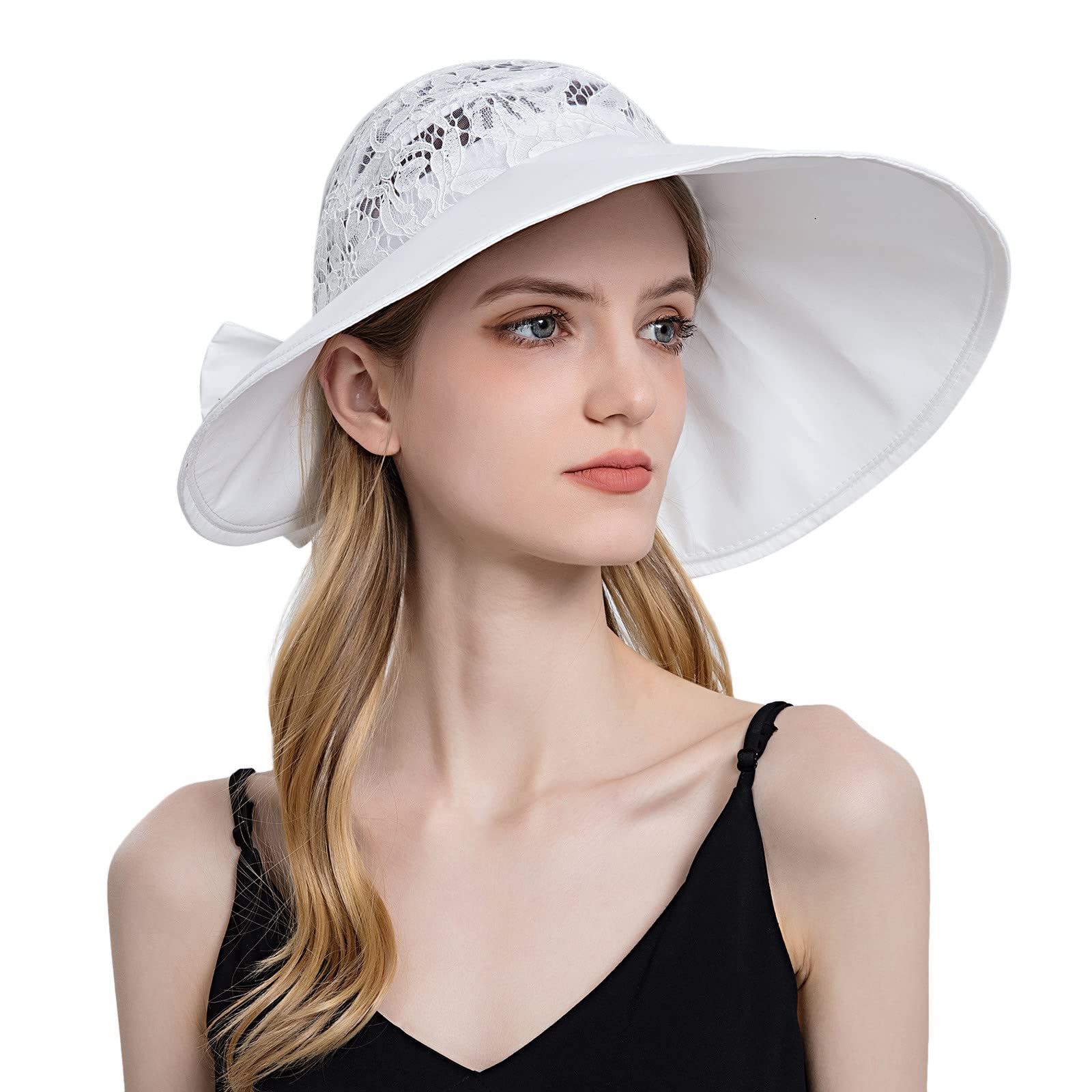 Women's Wide Brim Straw Sun Hat - UPF 50+ UV Protection Summer Panama Hat, Foldable & Packable for Travel, Beach, Vacation & Outdoor Activities