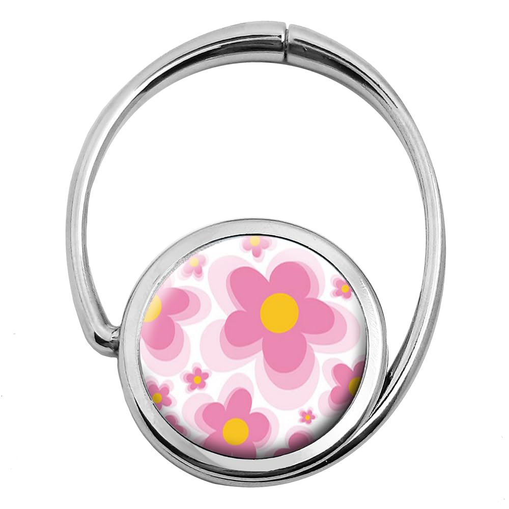 Pink Floral Foldable Purse Hook - Portable Bag Hanger for Restaurants, Travel & Home Use