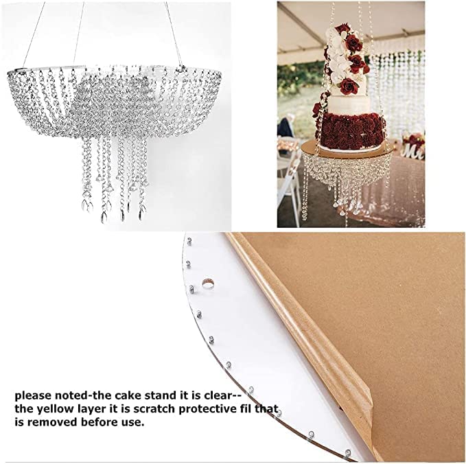 Elegant Acrylic Crystal Chandelier Style Cake Stand - 23.6 Inch Wedding Party Decoration | Perfect for Wedding Cakes, Dessert Displays & Special Events