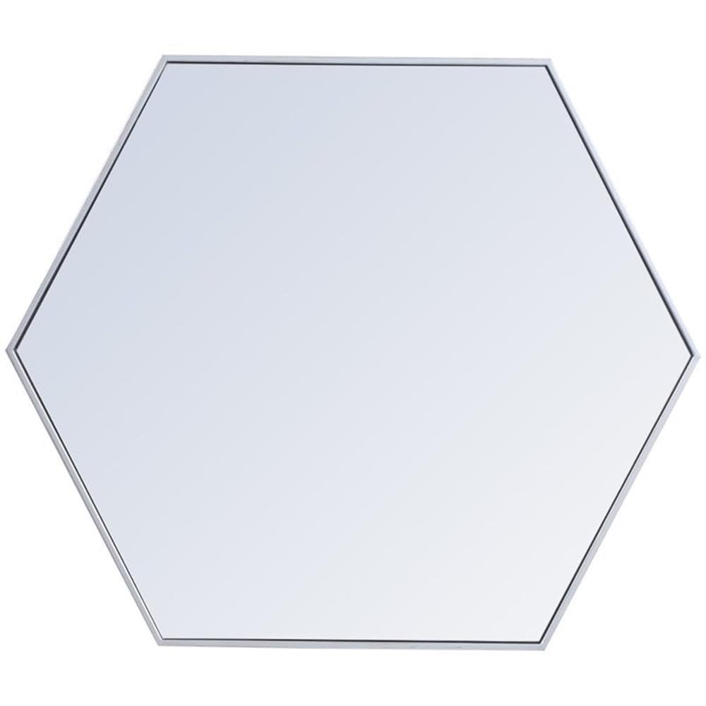 35x41 Inch Silver Hexagonal Metal Wall Mirror - Elegant Home Decor for Living Room, Bedroom & Entryway
