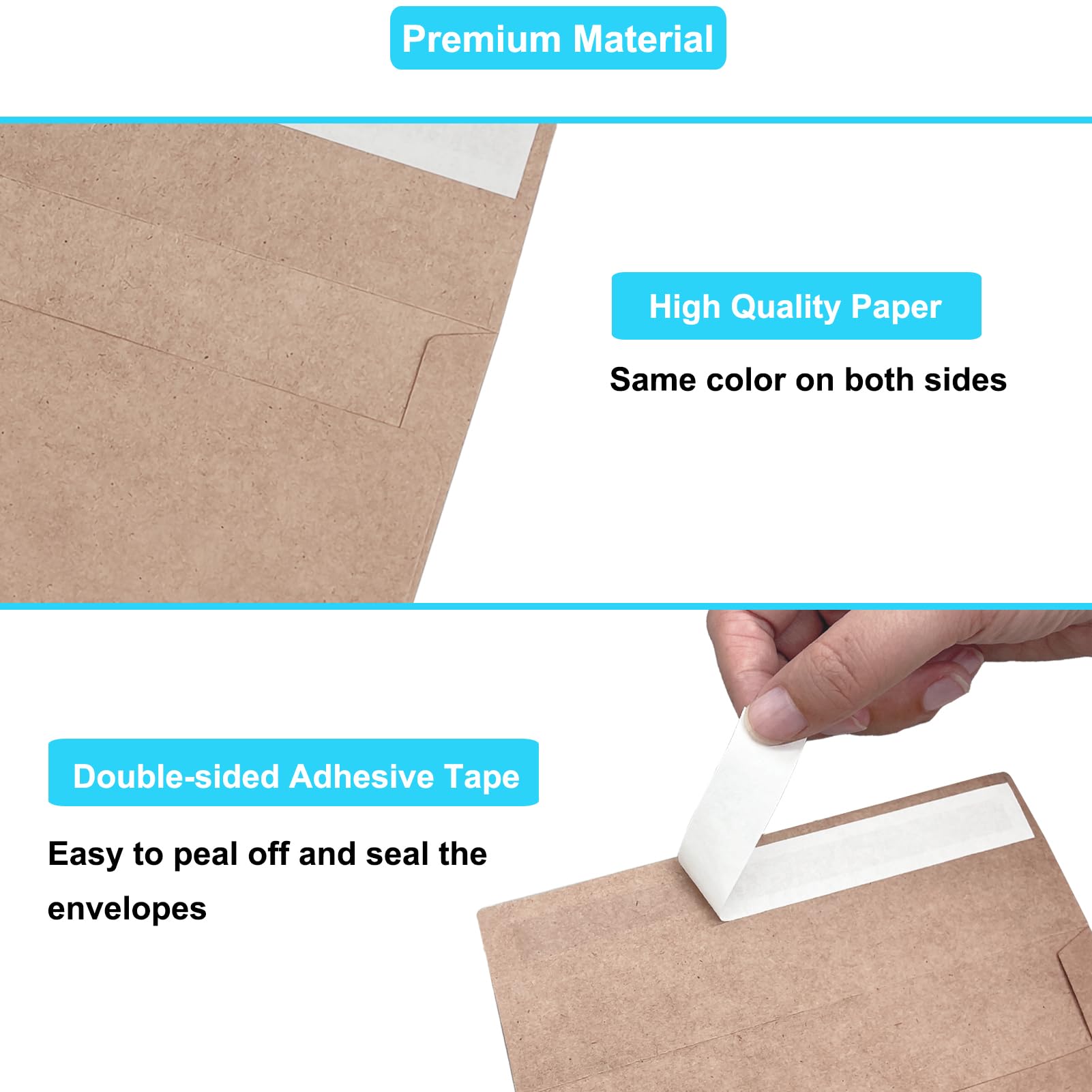 100 Pack 5x7 Kraft Envelopes - Self Seal A7 Invitation Envelopes for Wedding Cards, Photos & Greeting Cards | Eco-Friendly Brown Paper Envelopes for Graduation, Baby Shower & Party Invitations (Perfect for Mailing, Scrapbooking & Gift Packaging)