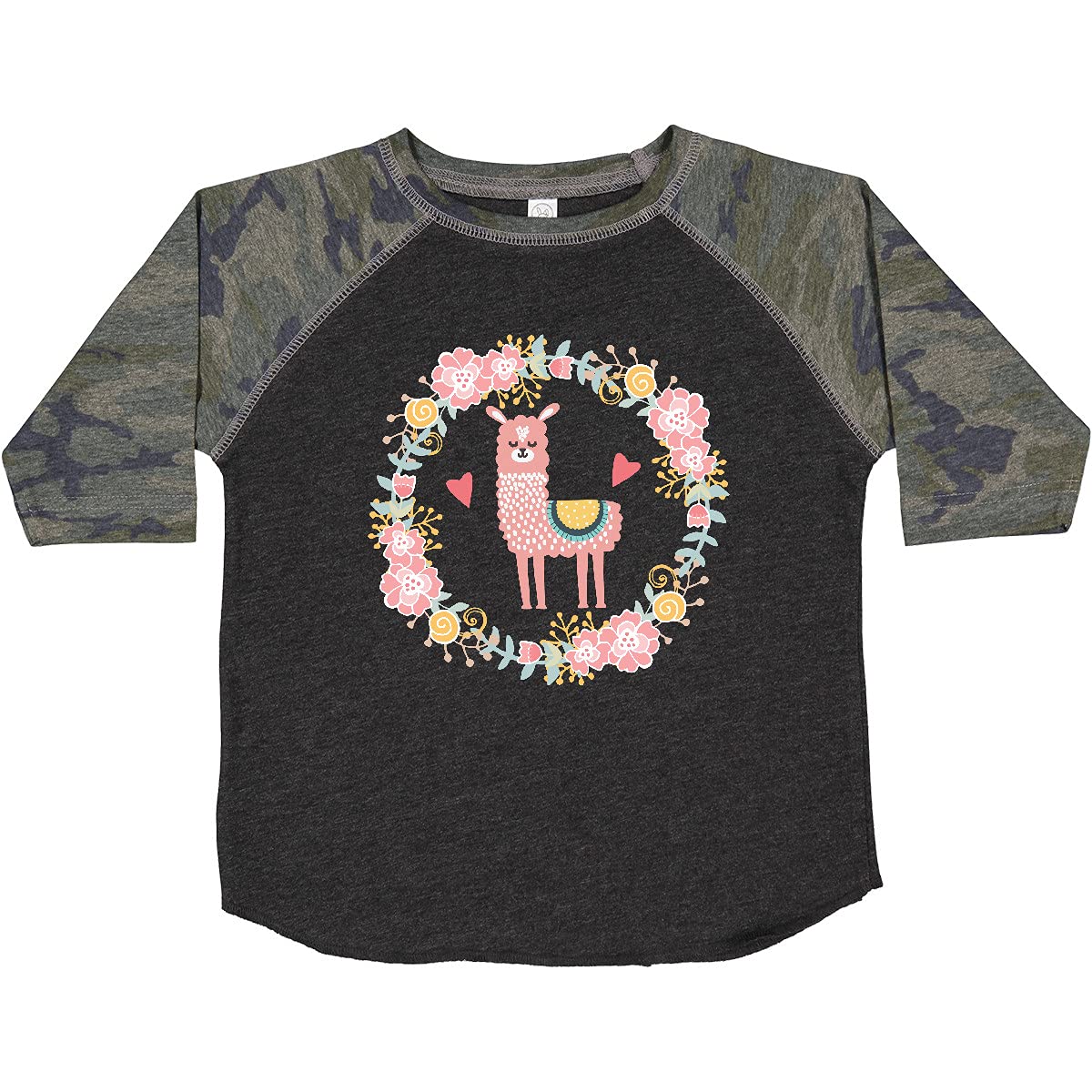 Inktastic Llama Rose Flower Wreath Toddler T-Shirt - Cute Baby Girl Outfit for Playdates, Birthday Parties & Family Photos