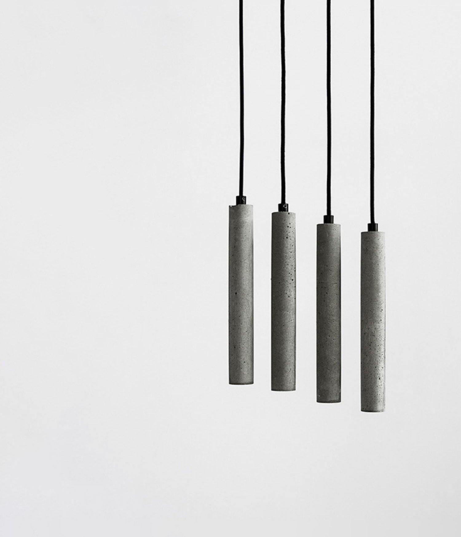 Modern Concrete Pendant Lights - Industrial Style Hanging Fixtures for Kitchen Island, Dining Room & Bedroom Lighting - Dimmable Edison Bulb Compatible