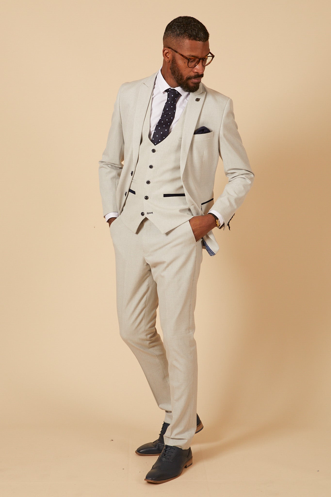 Fabian Delph Former Manchester City Footballer in Stylish BROMLEY Stone Check Suit - Perfect for Business Meetings & Formal Events