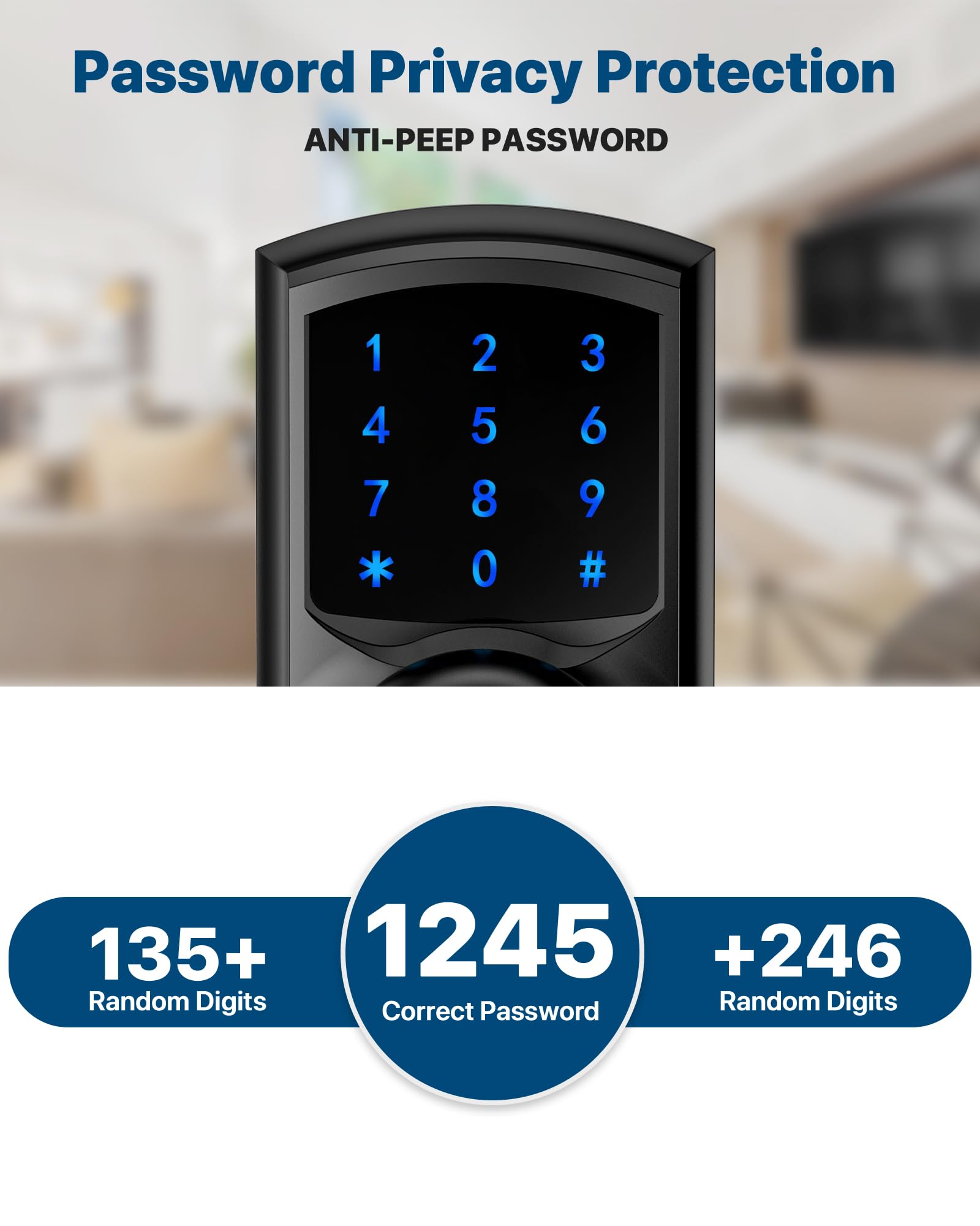 HIDALIFE Smart Keyless Entry Door Lock - Touchscreen Keypad with Anti-Peep Password, Auto-Lock & Easy Installation - Matte Black Digital Door Handle for Home, Office & Apartment Security (Perfect for Front Door Access Control & Vacation Rental Properties)