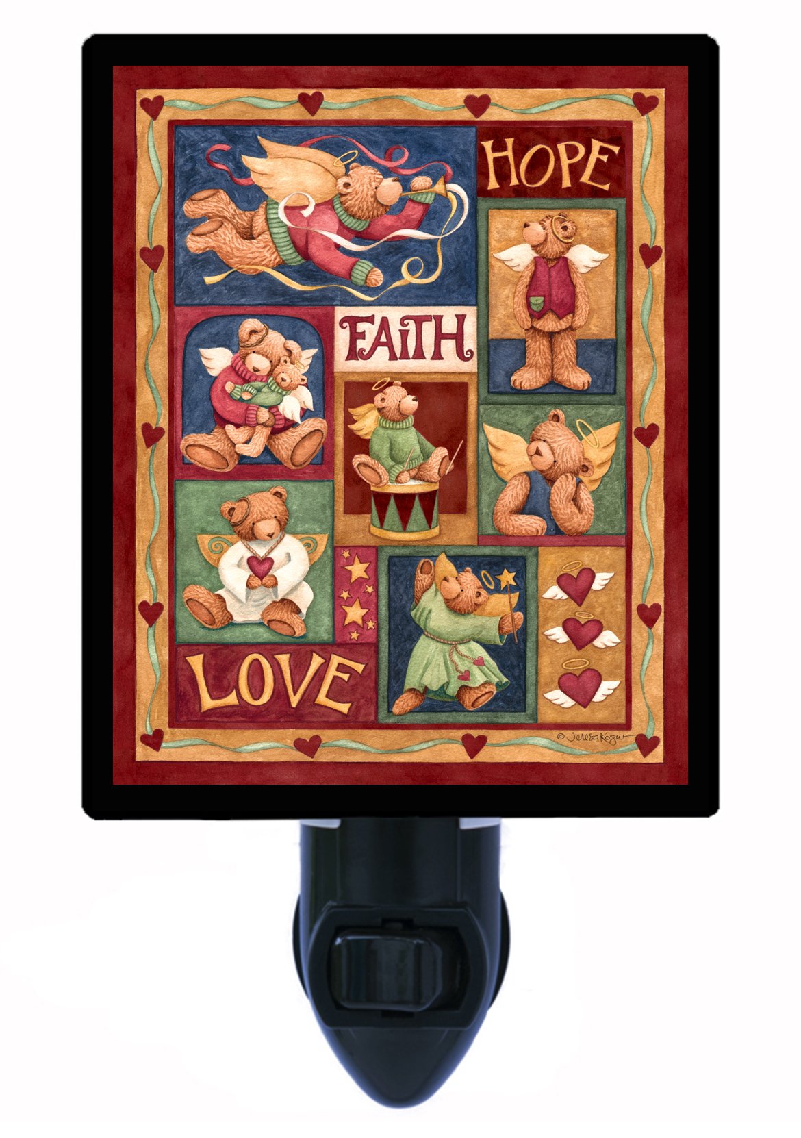 Country & Folk Style LED Night Light - Hope, Faith & Love Decor for Bedroom, Nursery, or Living Room