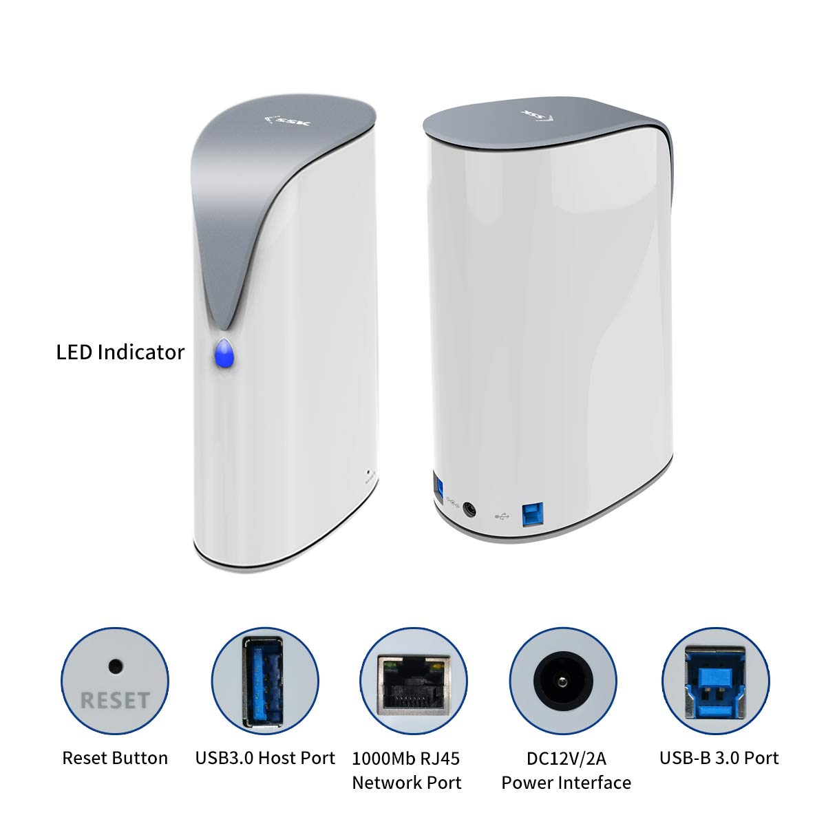 SSK 4TB Personal Cloud NAS with Hard Drive - Wireless Network Attached Storage for Auto Backup, Remote Access | Home Office & Media Storage Solution for Phones, Tablets & Laptops | Perfect for Digital Nomads, Photographers & Small Businesses