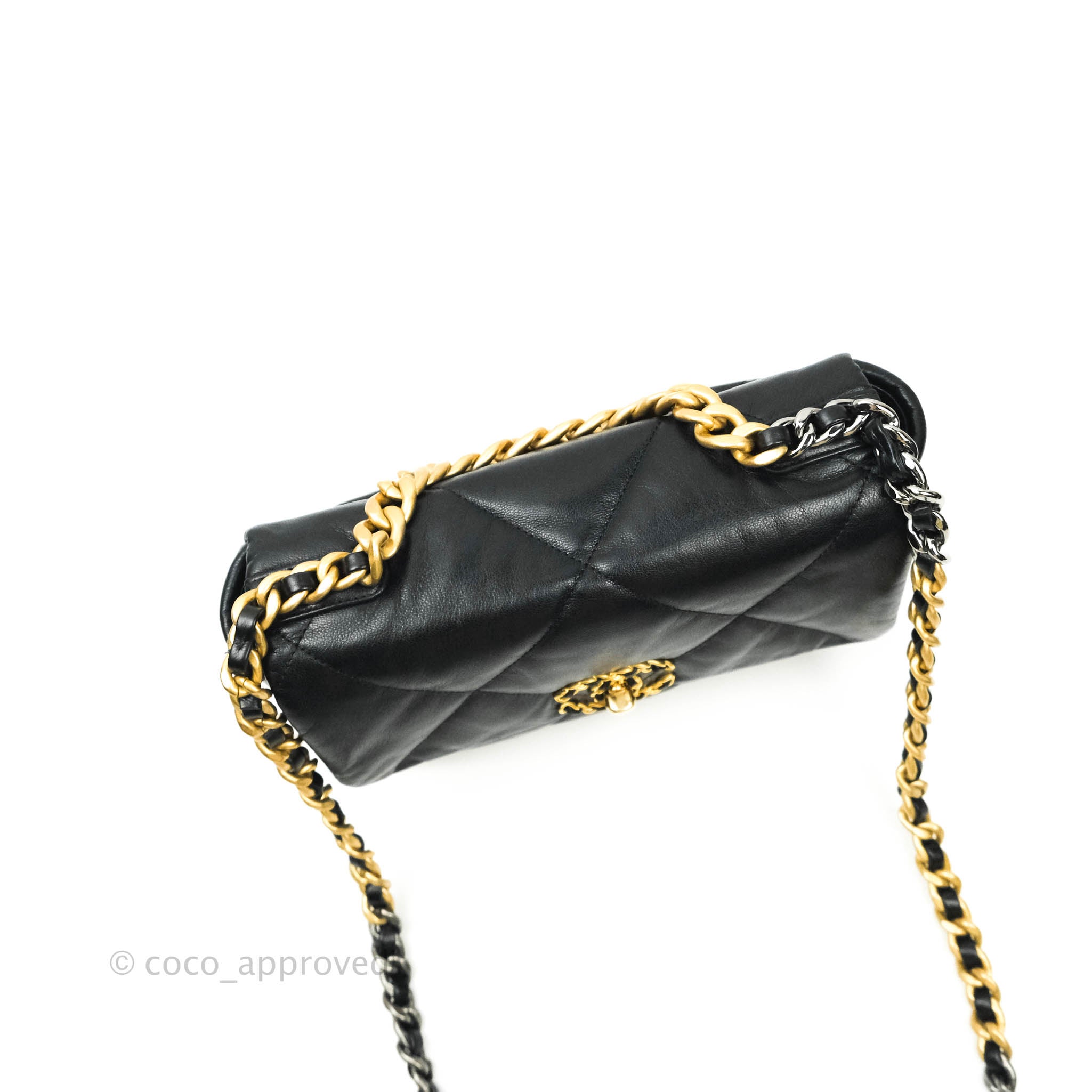 Chanel 19 Small Black Goatskin Mixed Hardware Flap Bag - Luxury Designer Handbag for Women | Perfect for Evening Events, Parties & Special Occasions