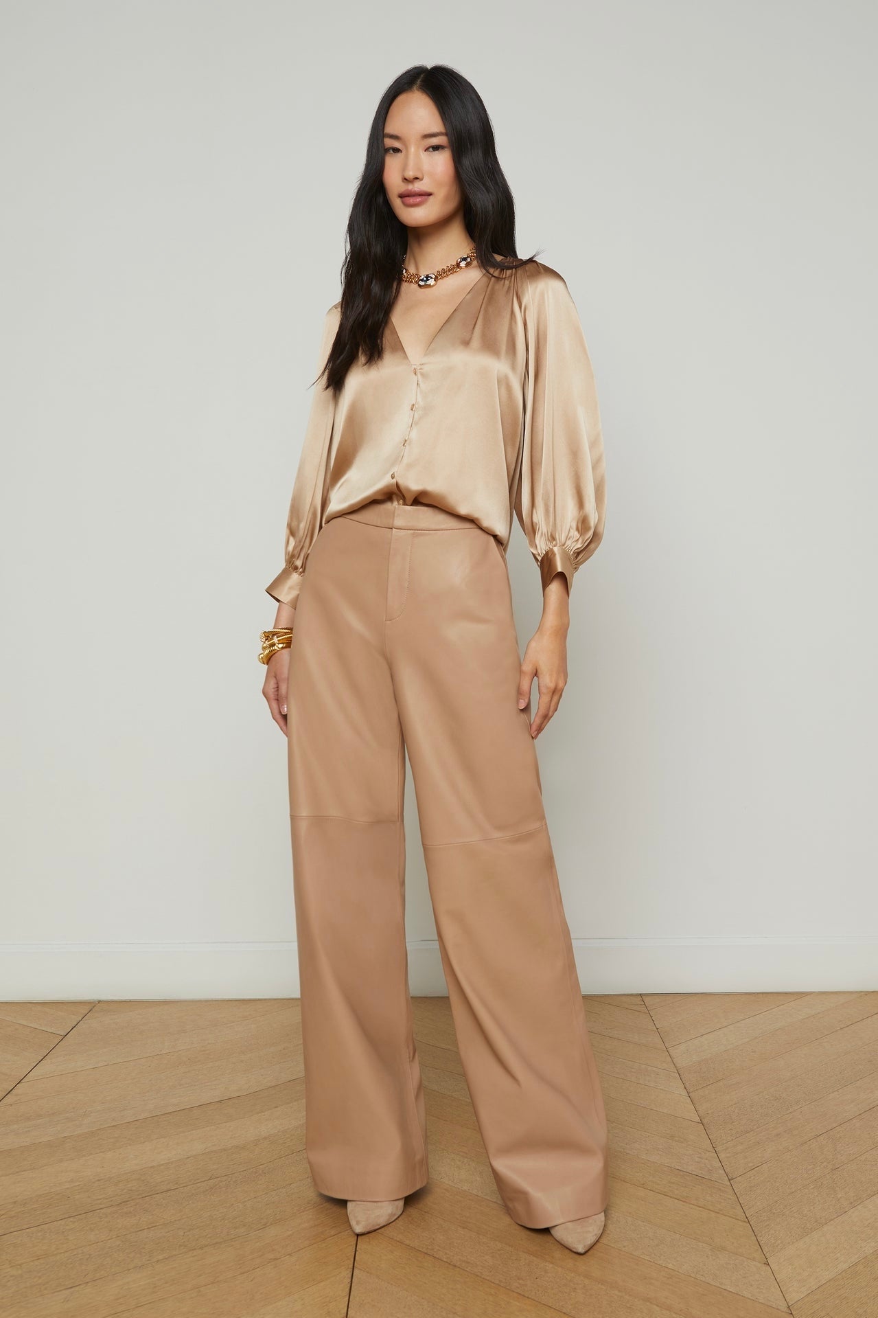 L'Agence Kaily Women's Silk Blouse - Elegant Long Sleeve Button Down Shirt for Work & Evening Outfits | Perfect for Office, Date Night & Special Occasions
