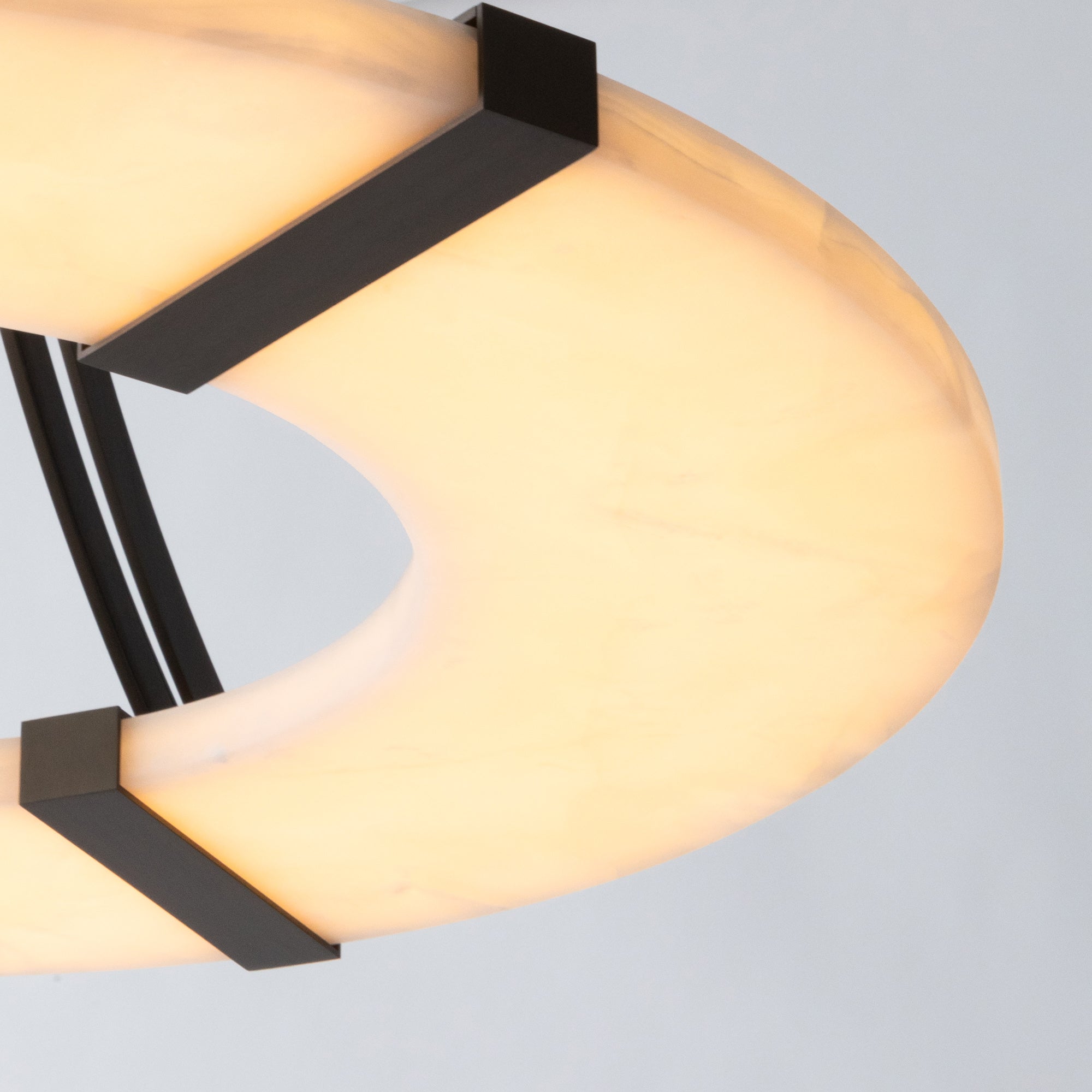 Alabaster Halo Pendant Light - Modern Minimalist Ceiling Fixture with Natural Stone Shade for Dining Room, Kitchen Island & Bedroom Lighting