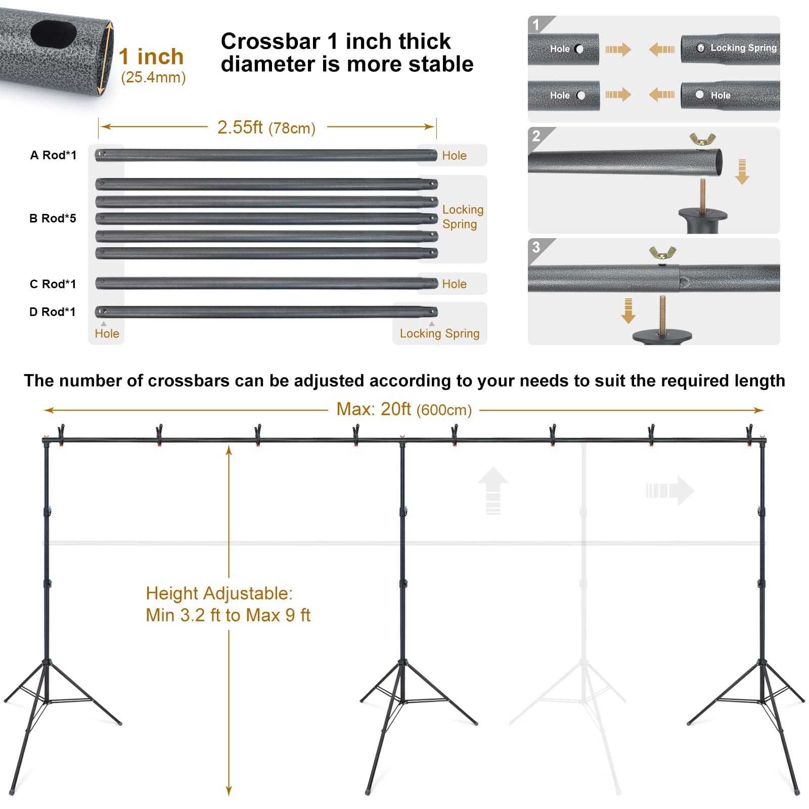 LINCO 9x20 ft Heavy Duty Backdrop Stand Kit - Professional Photography & Video Studio Background for Wedding, Party, Event - Perfect for Photo Shoots, YouTube Videos, and Live Streaming