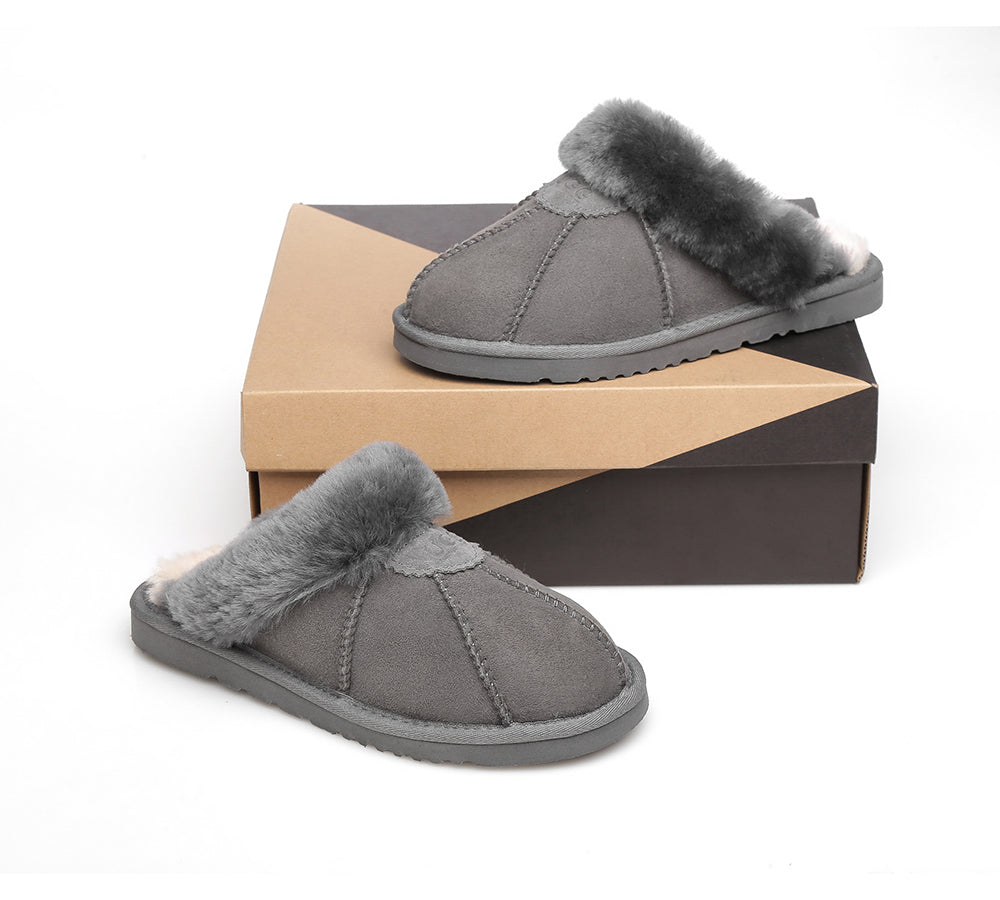 Australian Shepherd UGG Slippers for Women & Men - Double Face Sheepskin Wool Indoor/Outdoor House Shoes - Cozy Winter Slippers for Home, Office & Travel