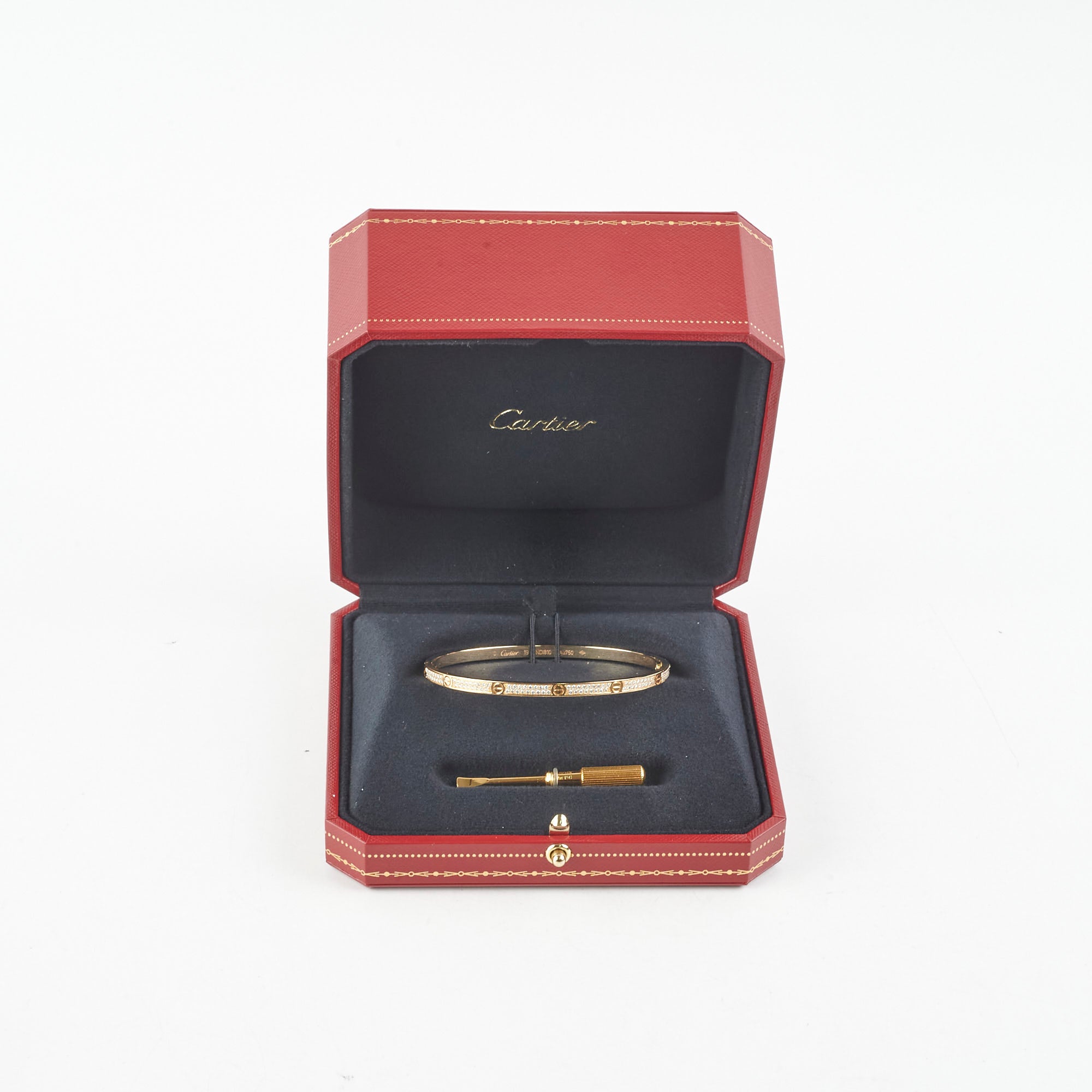 Cartier Small Love Pave Diamond Bracelet in 18K Yellow Gold - Size 19 - Luxury Jewelry Gift for Women, Anniversary & Special Occasions
