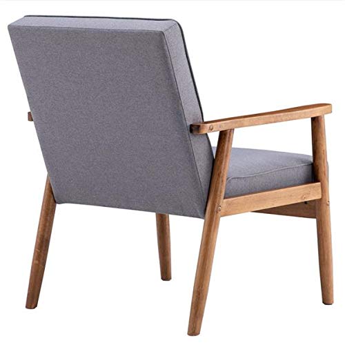 Modern Fabric Upholstered Arm Chair with Wooden Frame - Gray Lounge Chair for Living Room, Bedroom, or Office - Comfortable Single Sofa Chair for Relaxing and Reading