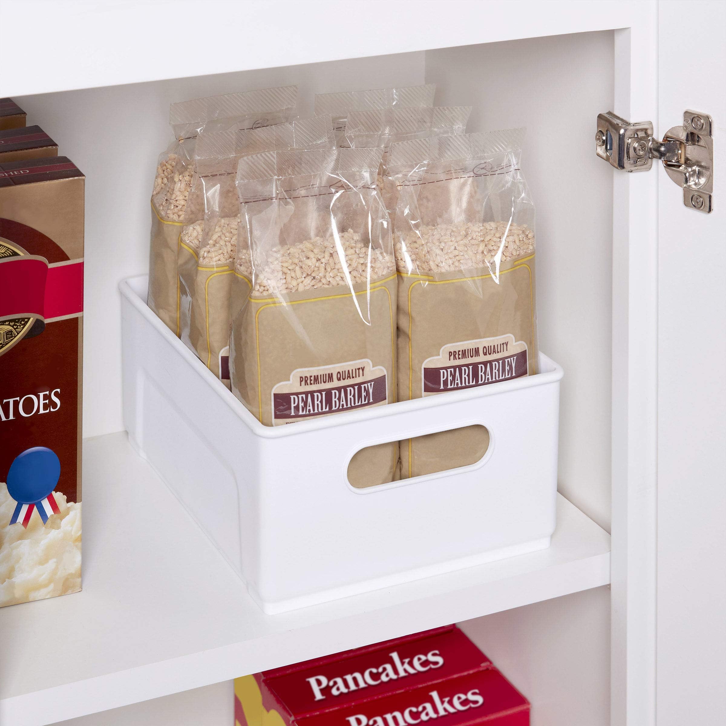 Copco 10-Inch White Cabinet Storage Bin with Built-In Handles & Non-Slip Base - Perfect for Organizing Kitchen, Pantry, Closet & Bathroom - Great for Storing Spices, Snacks, Toiletries & Tall Items - Space-Saving Home Organization Solution